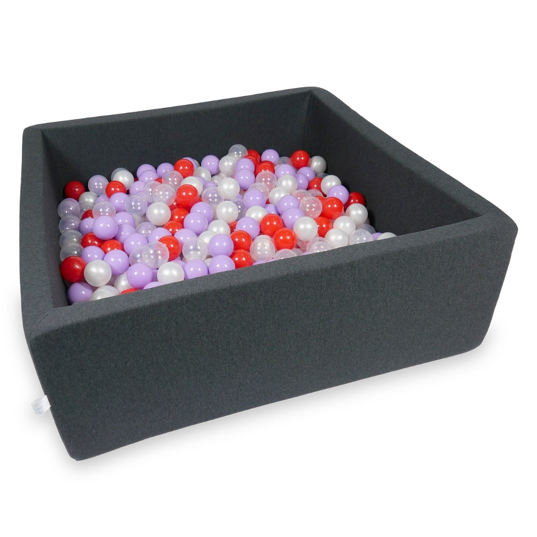 Square ball pit 110x110x40 cm in graphite, 600 balls