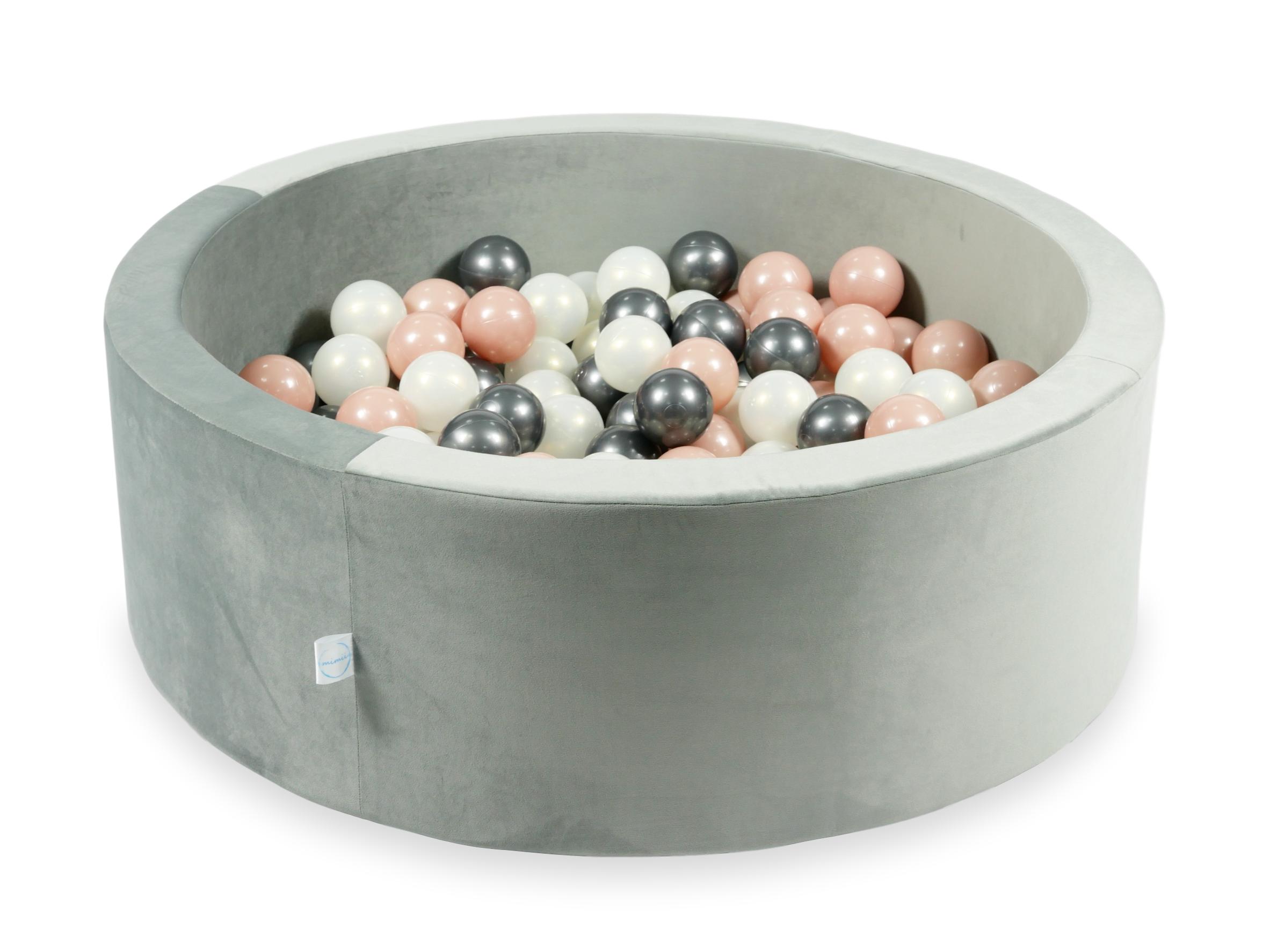 Ball pool in velvet gray 90x30 cm with 200 balls