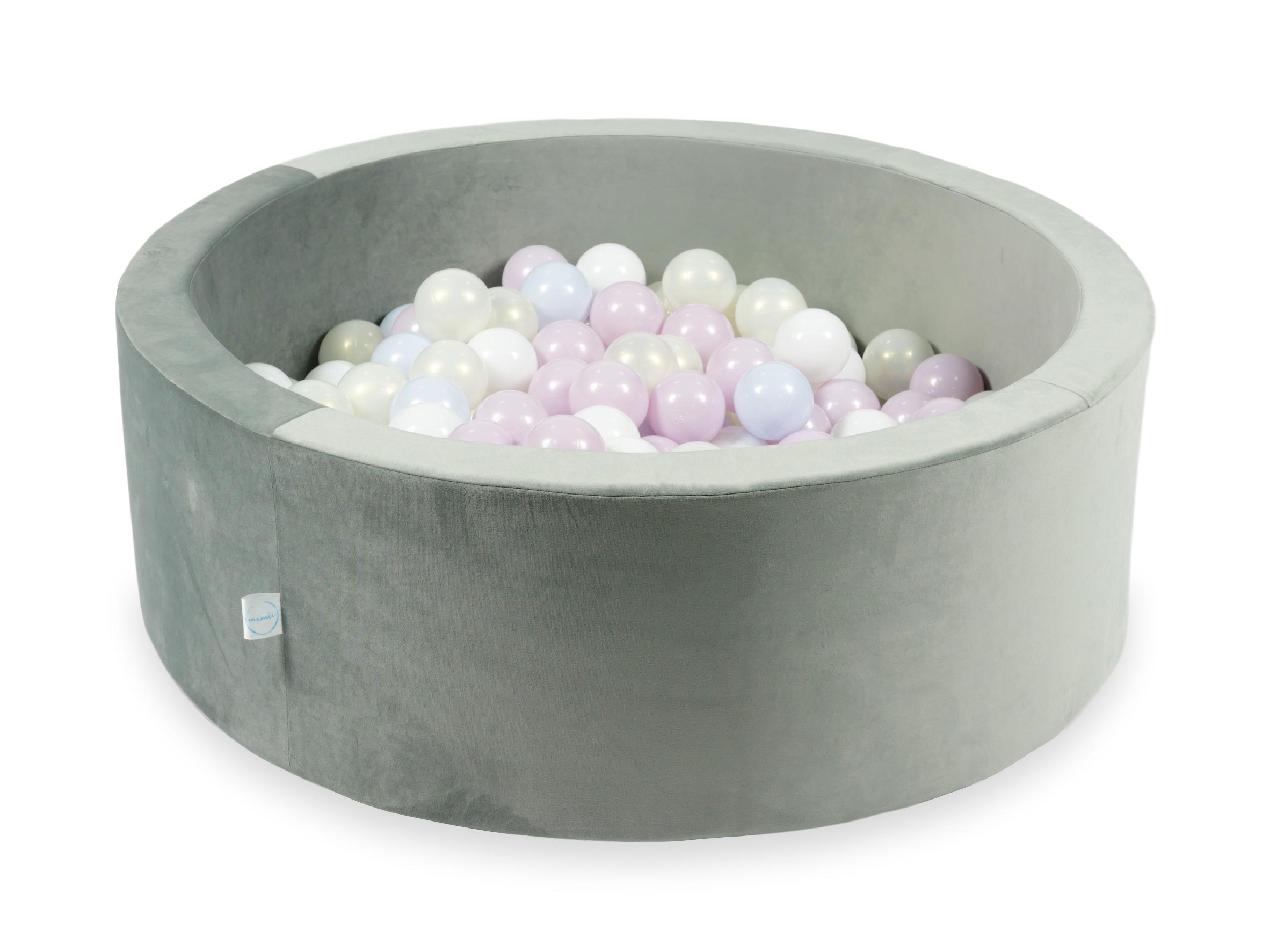 Ball pool in velvet gray 90x30 cm with 200 balls