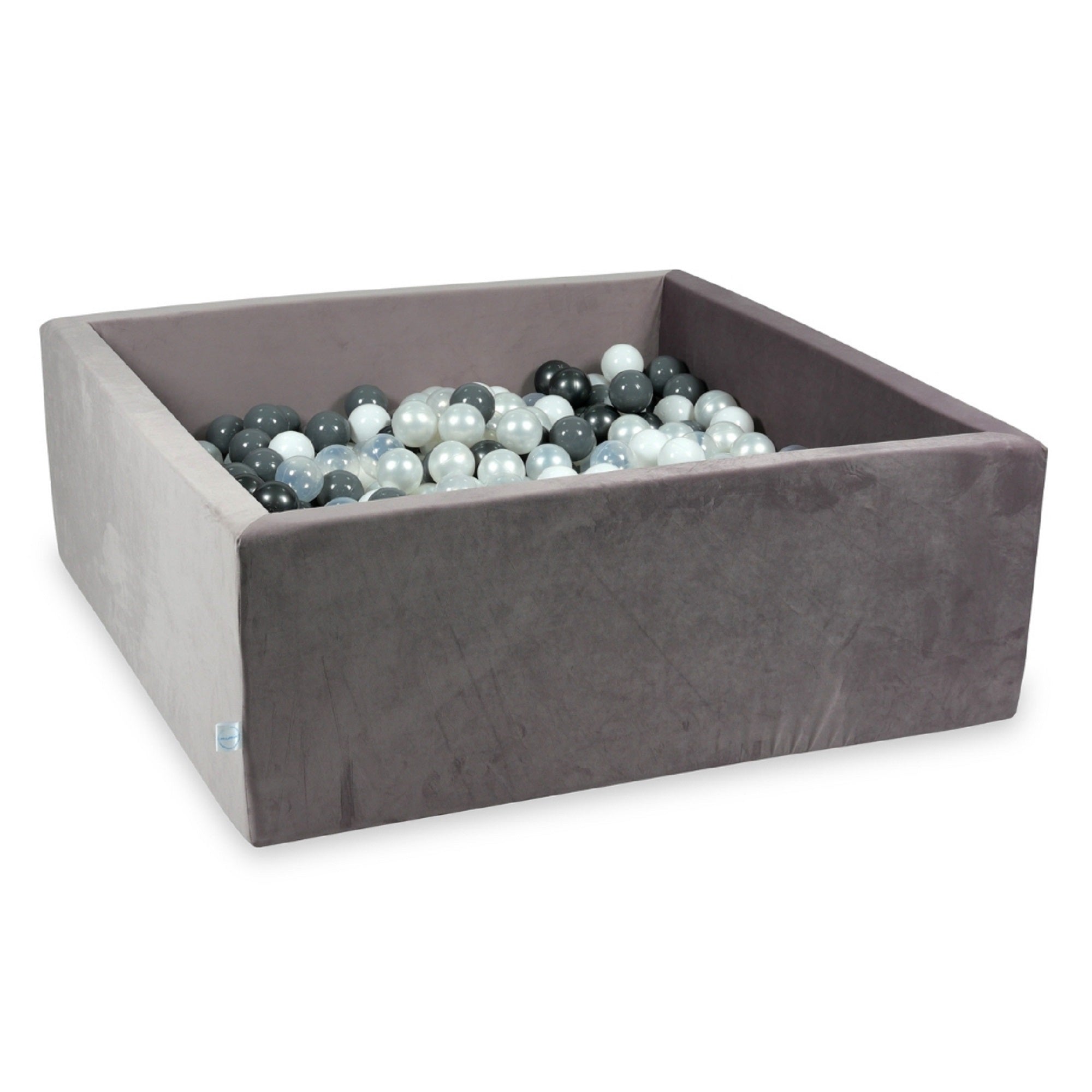 Square ball pit 110x110x40 cm in lilac velvet velvet, 600 balls