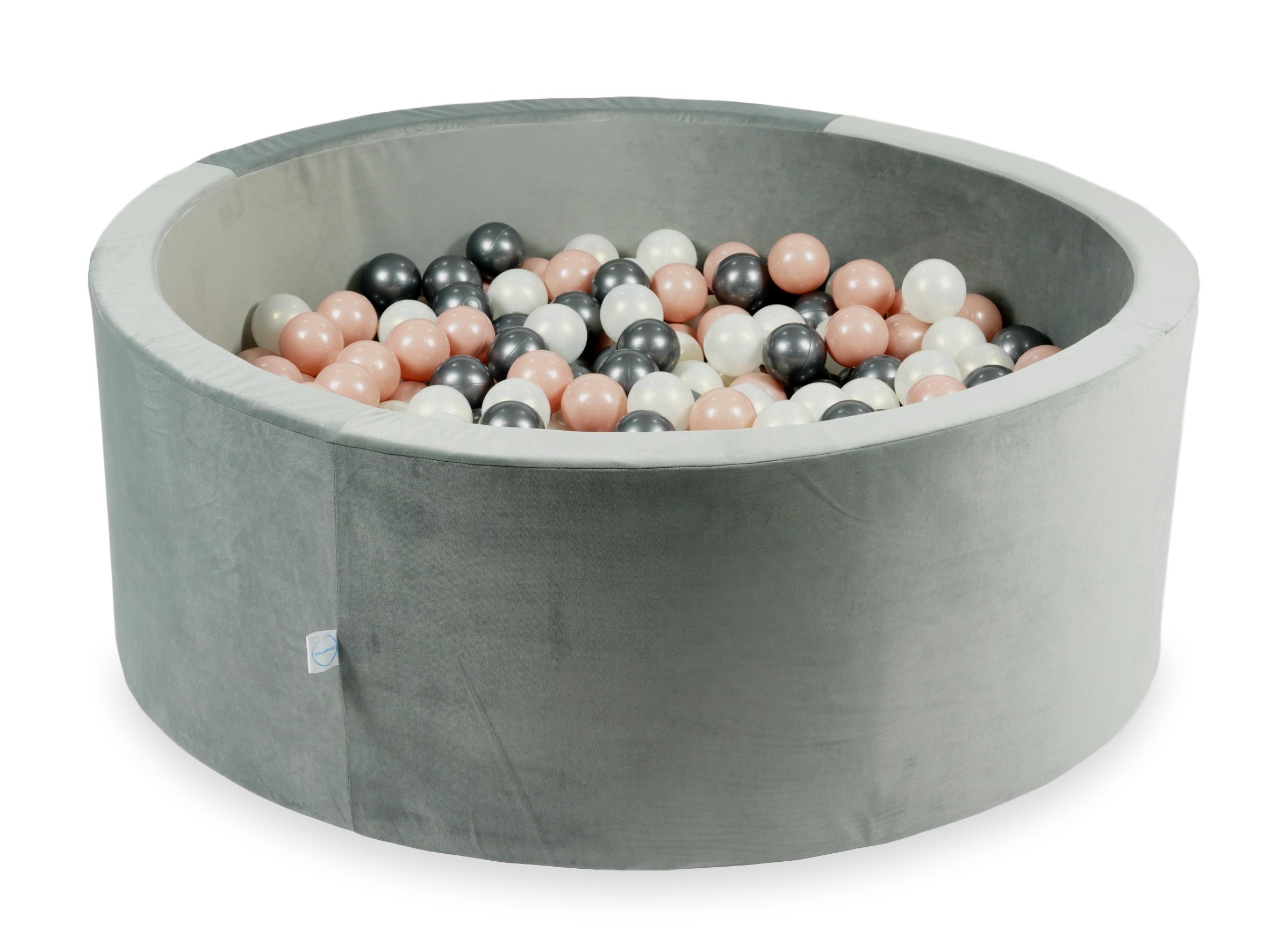 Ball Pit in velvet velvet gray 110x40 cm with 500 balls