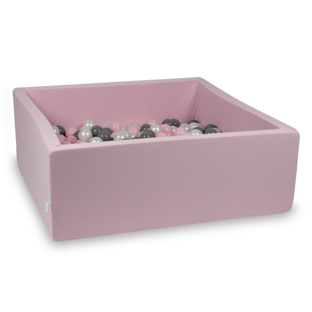 Square ball pit 110x110x40 cm in powder pink, 600 balls