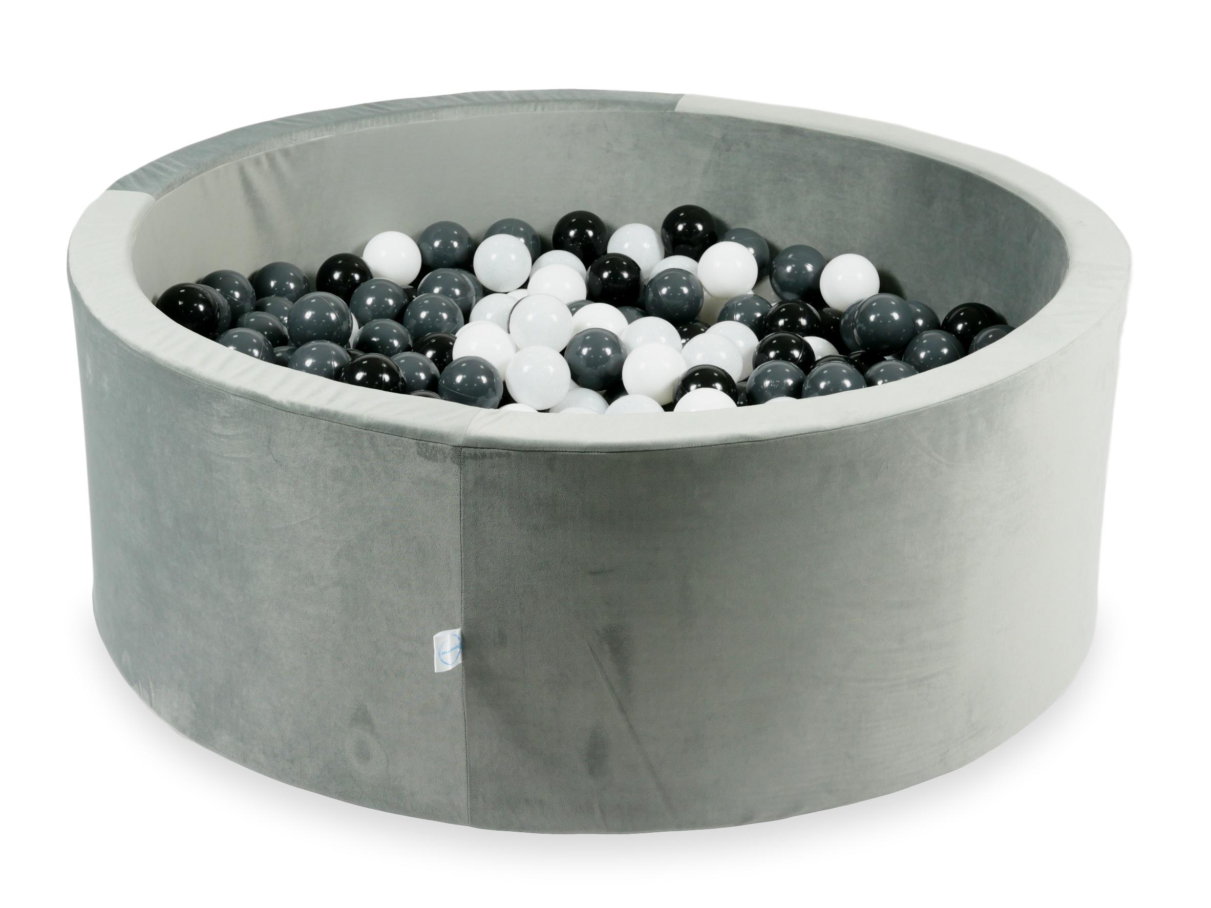 Ball Pit in velvet velvet gray 110x40 cm with 500 balls