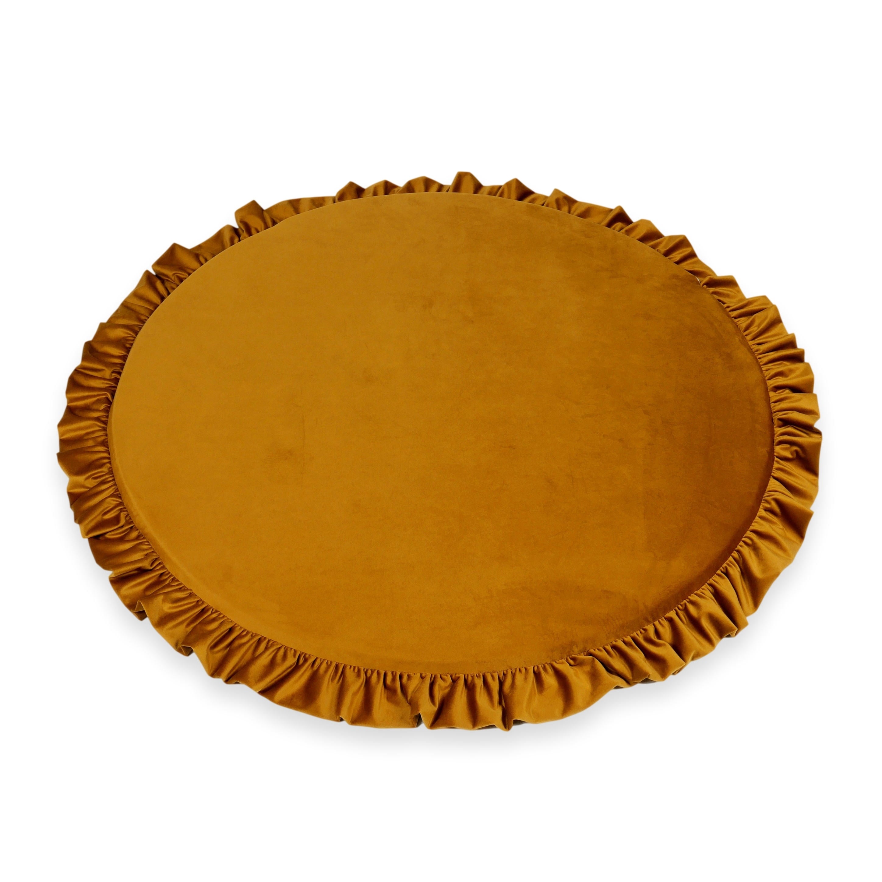 Round baby play mat 100cm with ruffle in velvet