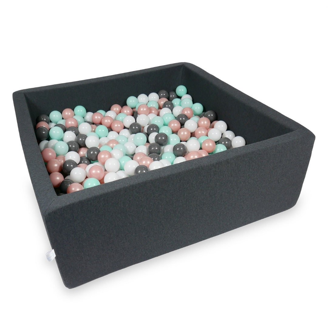 Square ball pit 110x110x40 cm in graphite, 600 balls