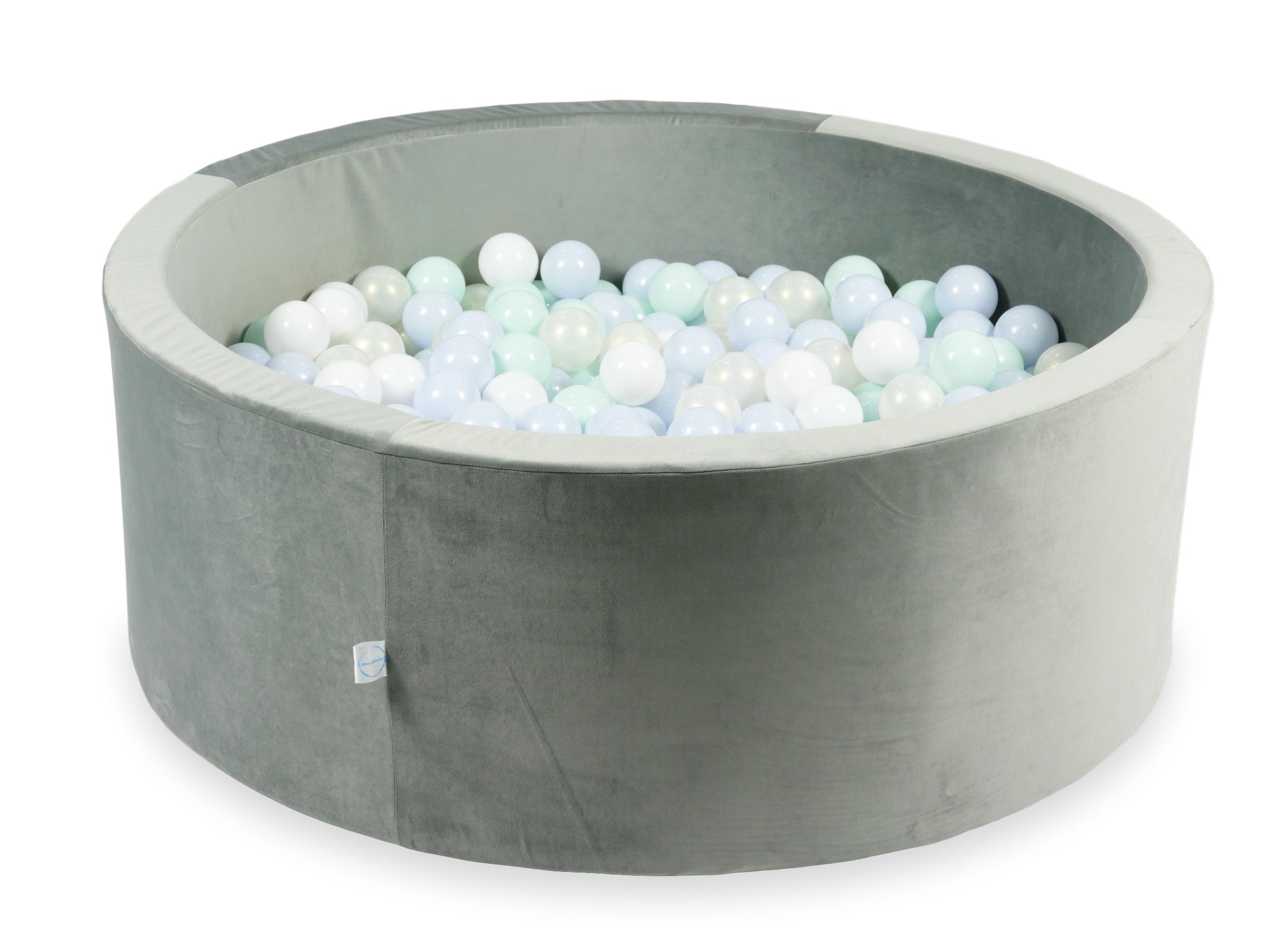 Ball Pit in velvet velvet gray 110x40 cm with 500 balls