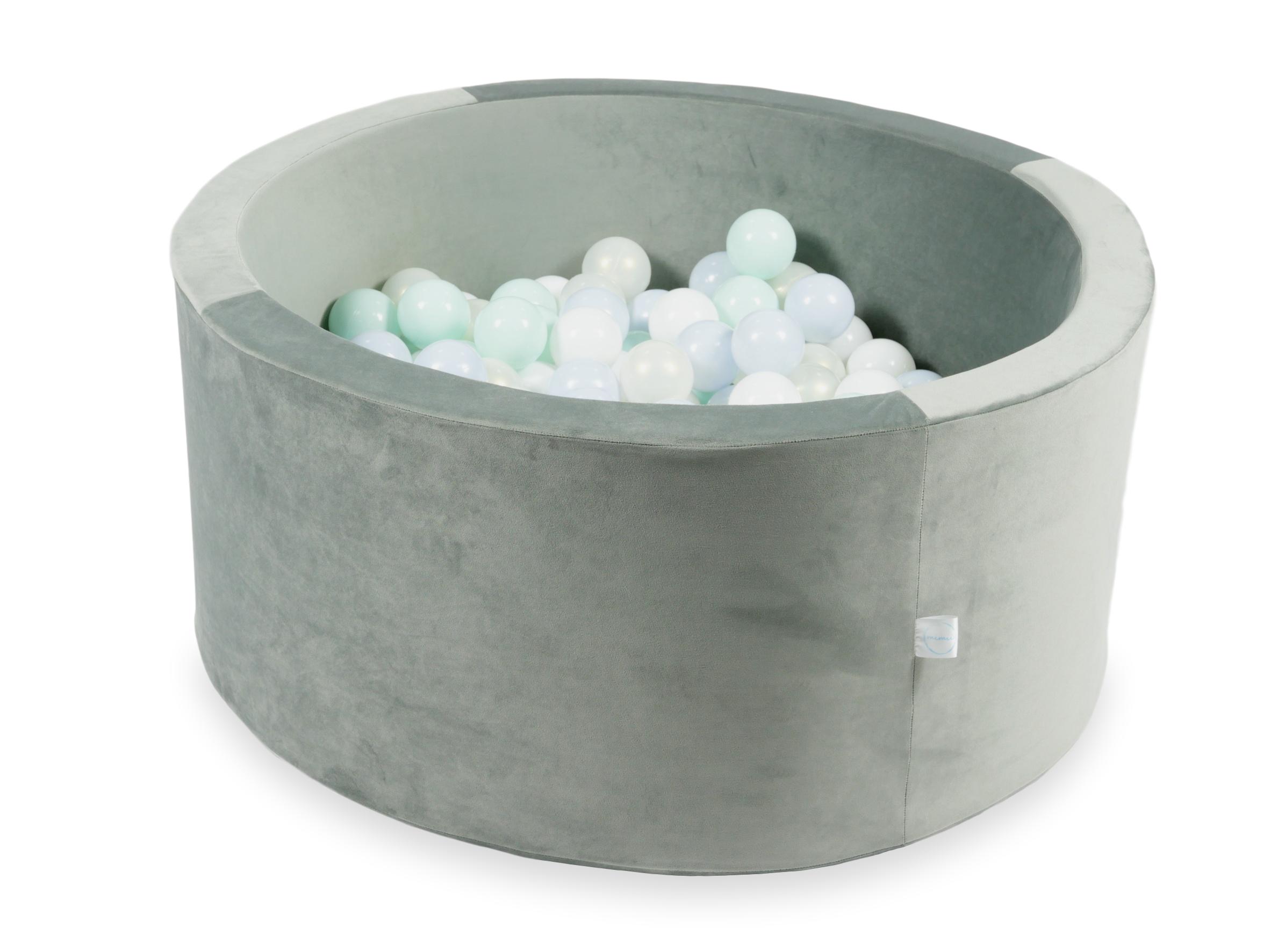 90x40 cm Velvet Gray Ball Pit with 300 Balls