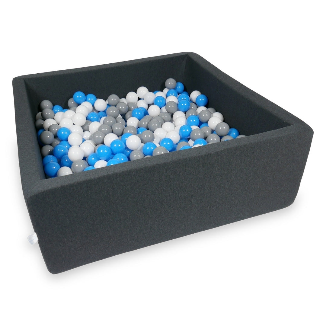Square ball pit 110x110x40 cm in graphite, 600 balls