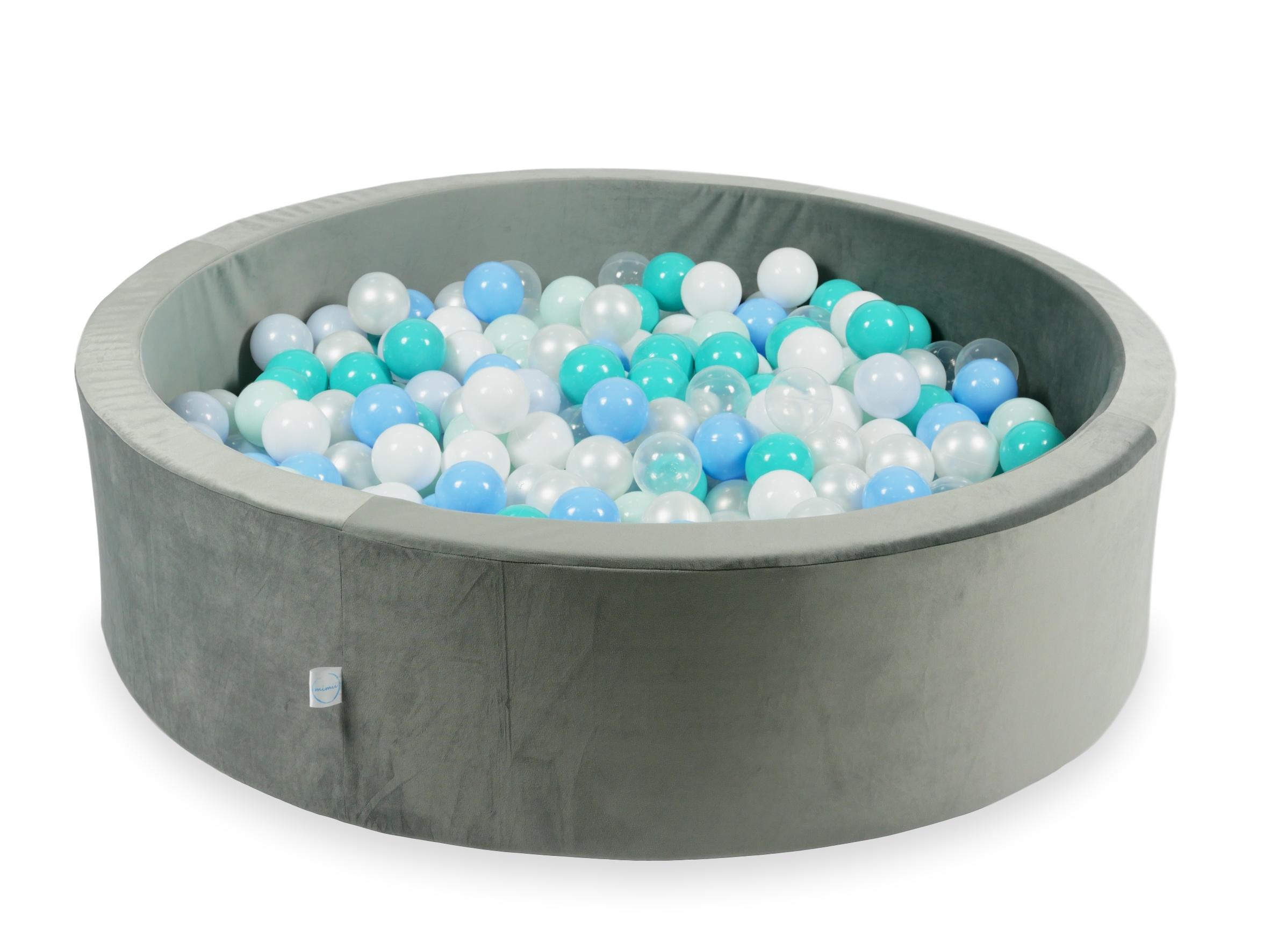 Velvet Ball Pit Velvet Gray 110x30 cm with 400 balls