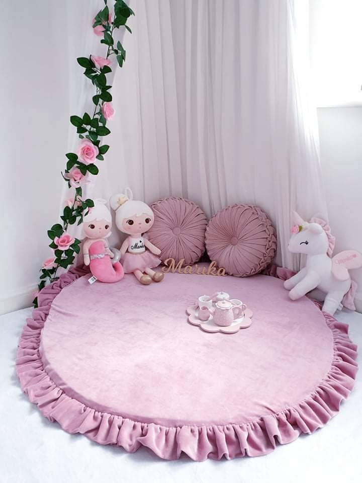 Round baby play mat 100cm with ruffle in jersey