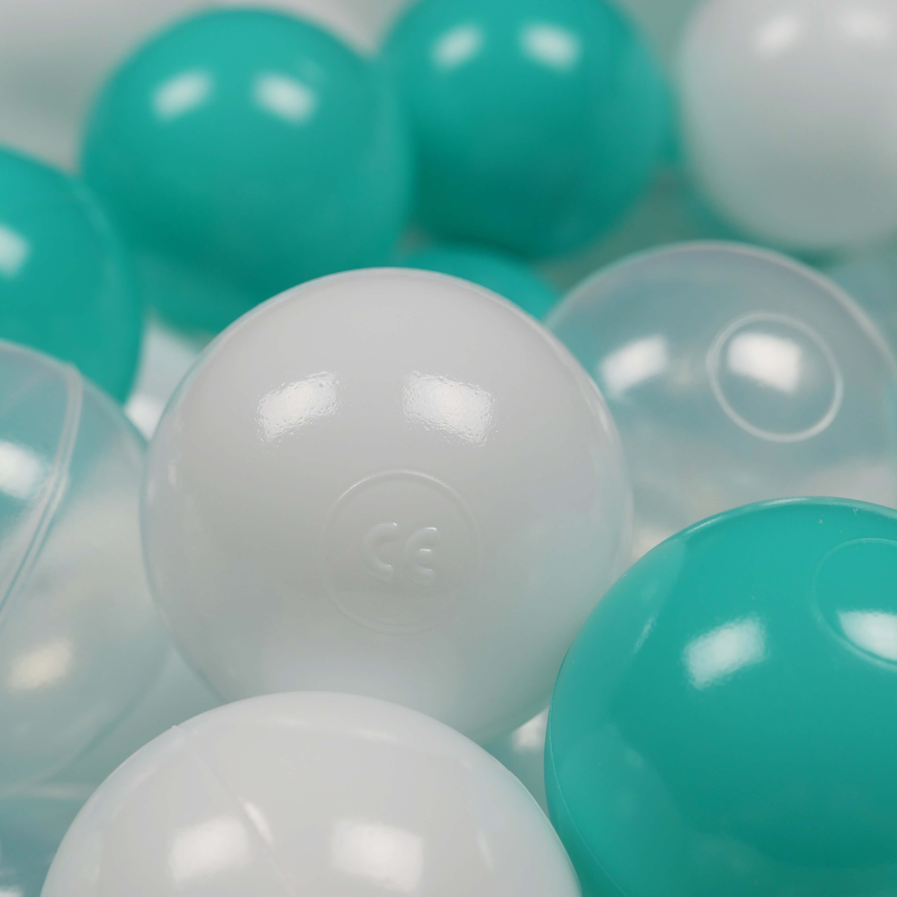 Play balls ø7cm 150 pieces white, transparent, turquoise