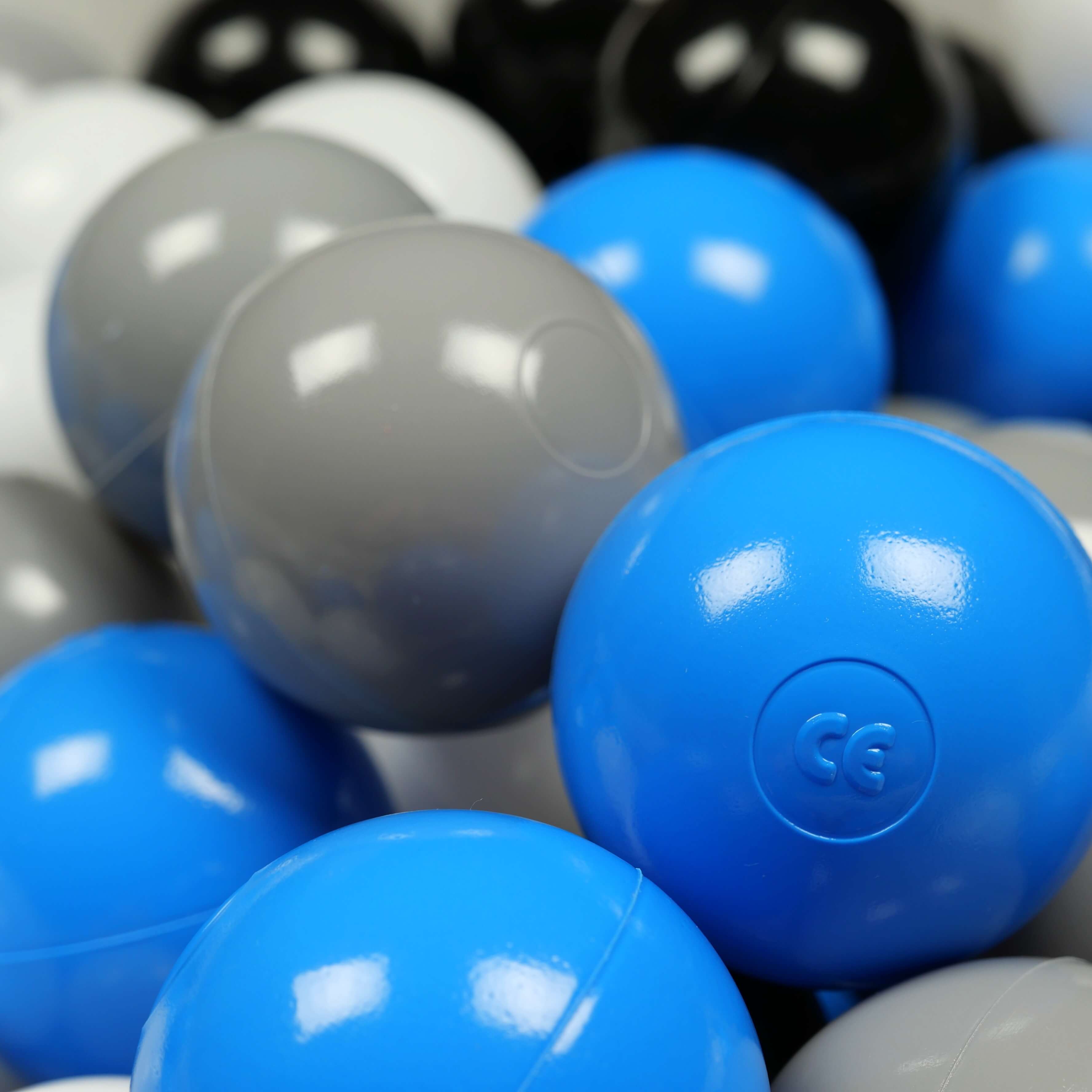 Play balls ø7cm 500 pieces white, gray, blue, black