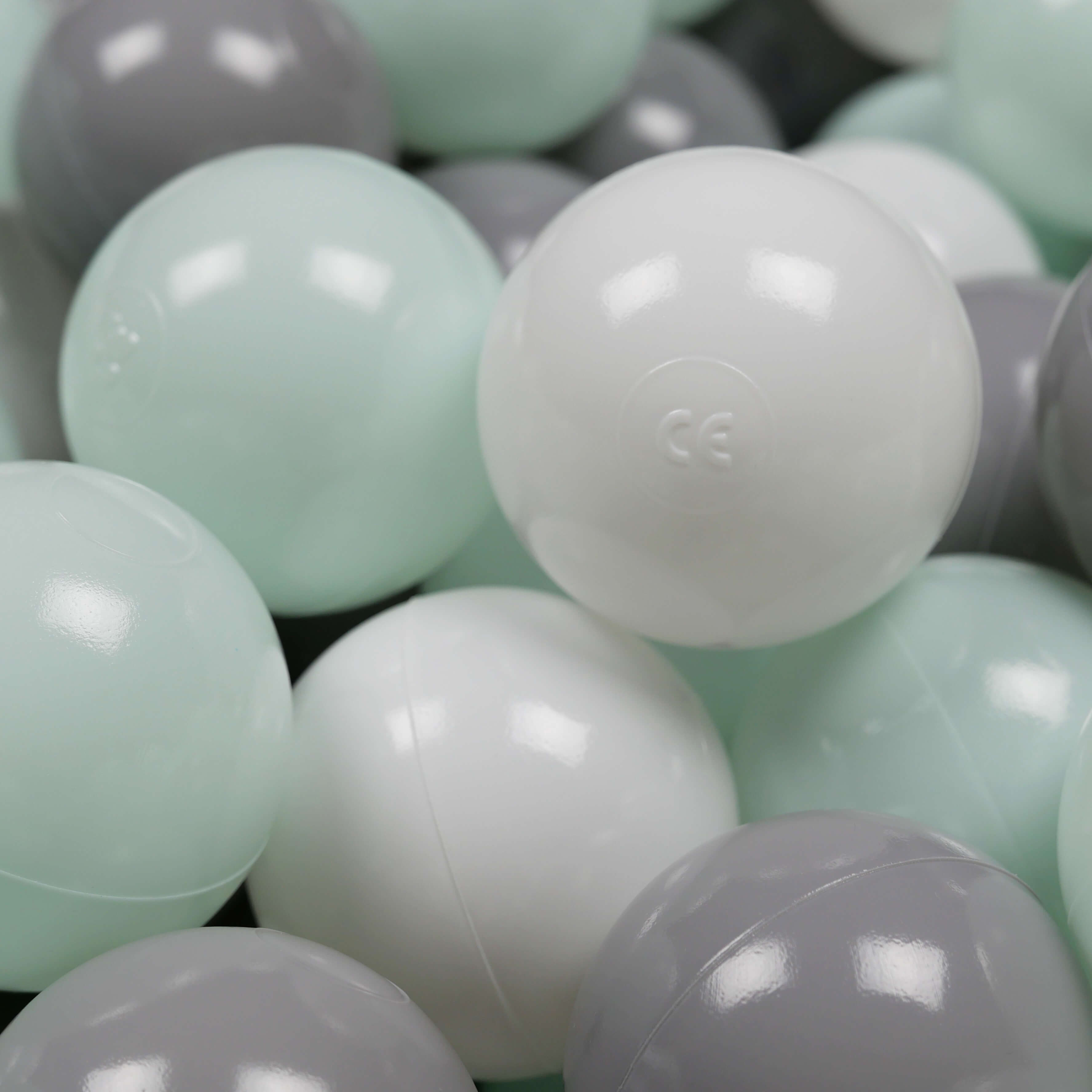 Play balls ø7cm 50 pieces white, gray, light mint