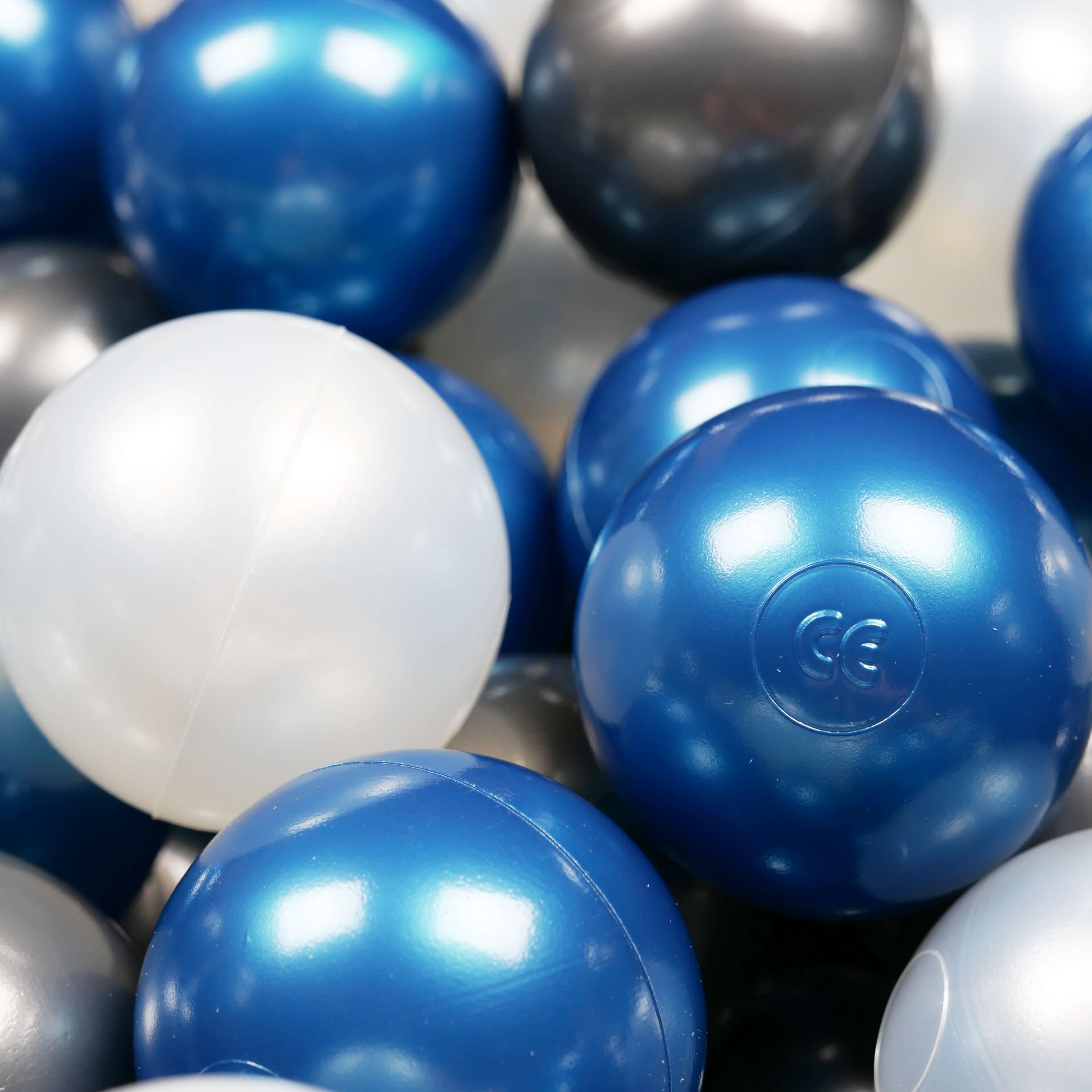 Play balls ø7cm 500 pieces pearl, metallic blue, metallic graphite