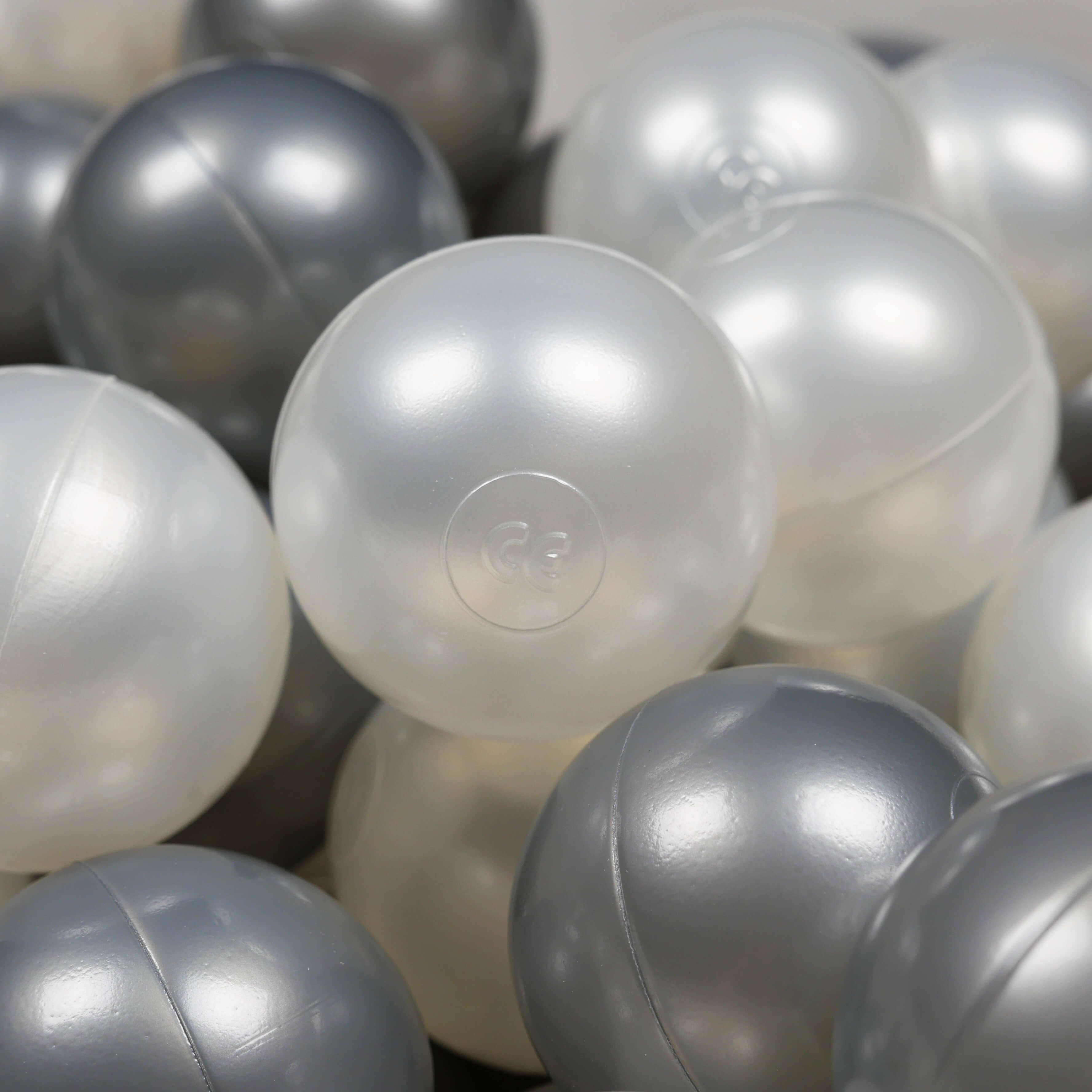 Play balls ø7cm 100 pieces pearl, silver