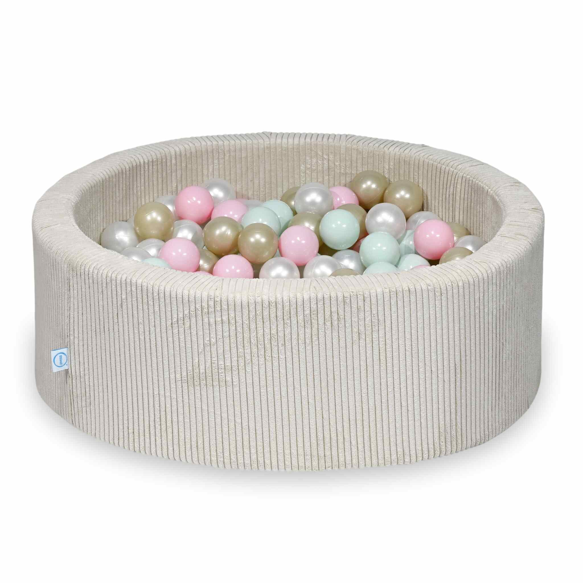 Ball Pit in corduroy beige 90x30 cm with 200 balls