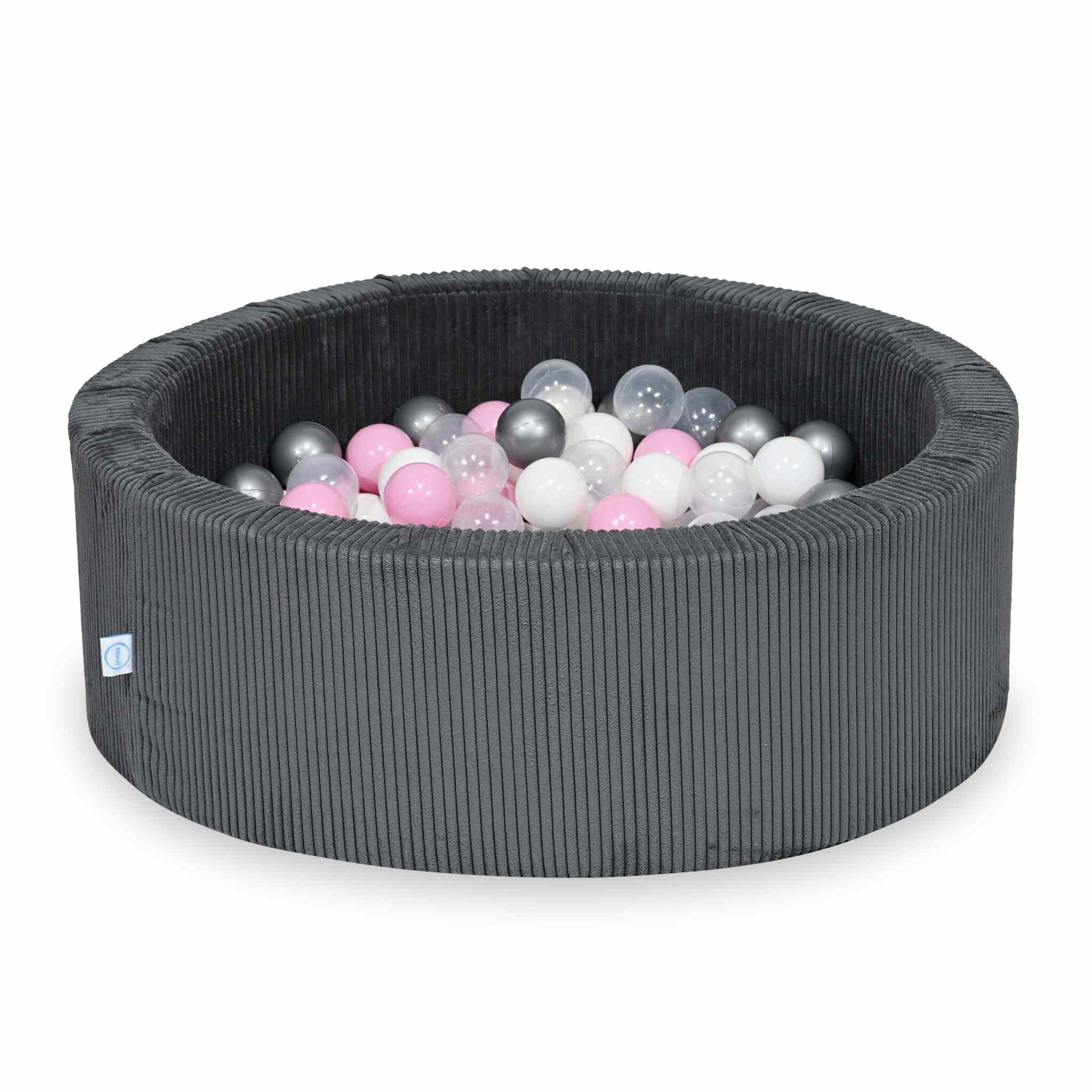 Ball Pit in corduroy graphite 90x30 cm with 200 balls