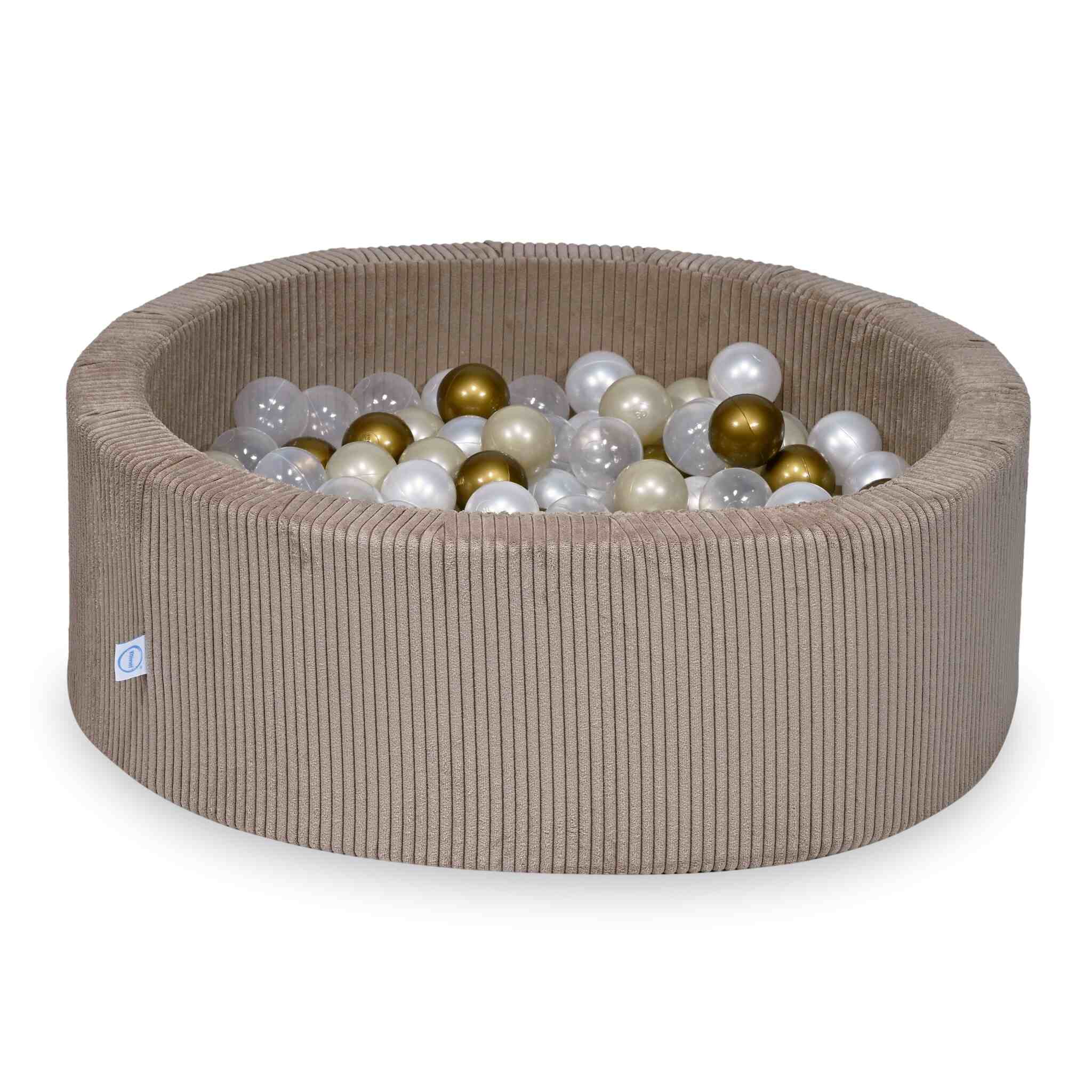 Ball Pit in corduroy toffee 90x30 cm with 200 balls