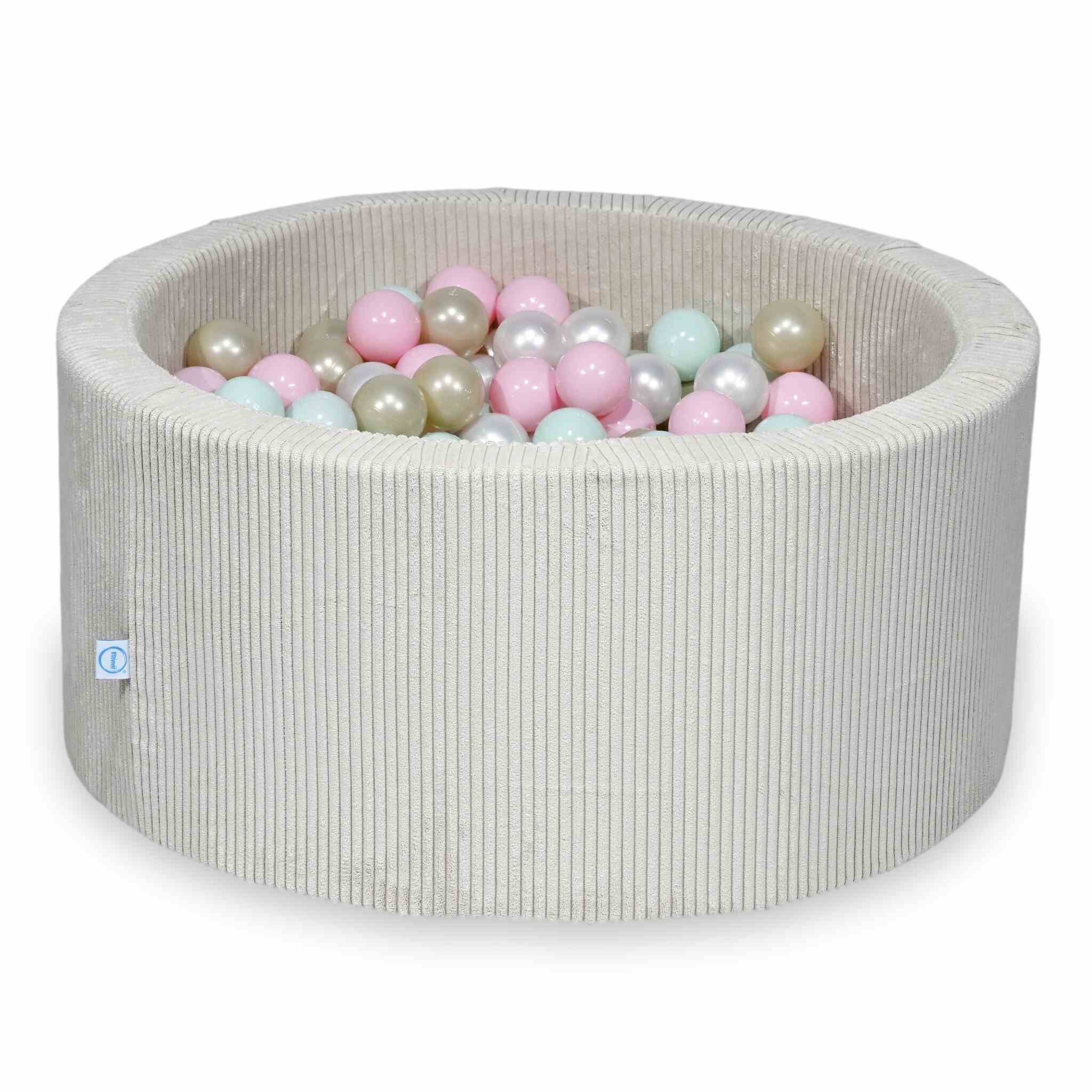 Ball Pit in corduroy beige 90x40 cm with 300 balls