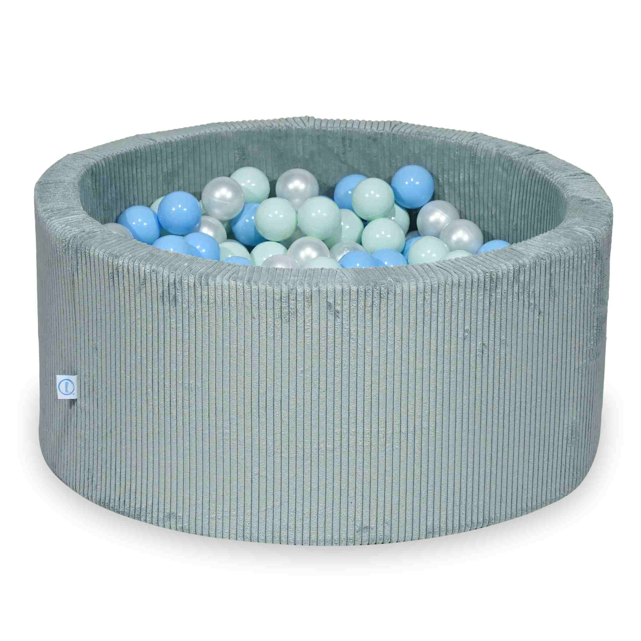 Ball Pit in corduroy light mint 90x40 cm with 300 balls