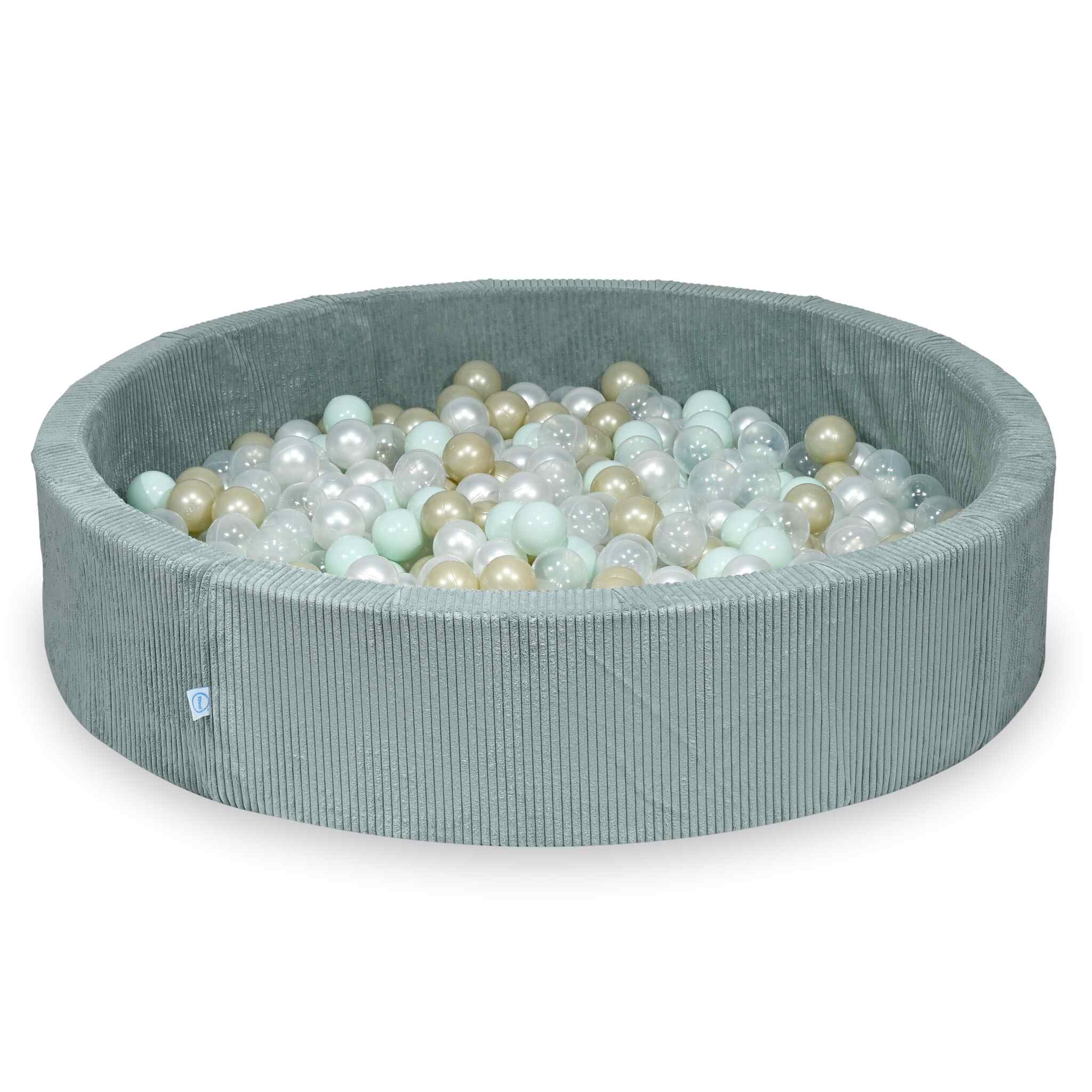 Ball Pit in corduroy light mint 130x30 cm with 600 balls
