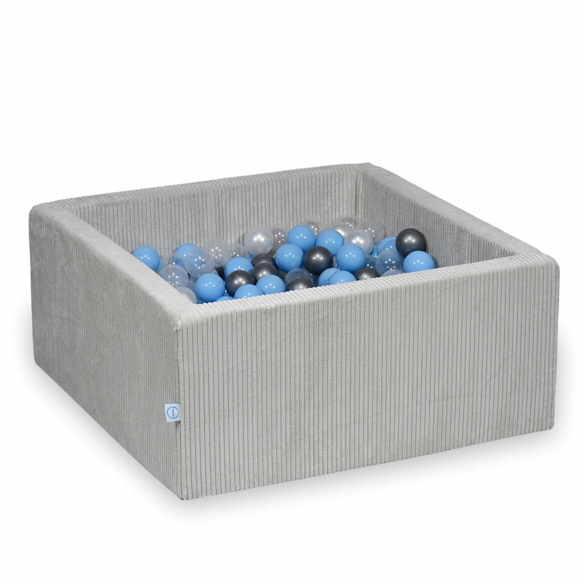 Square ball pit 90x90x40 cm in Grey Corduroy, 400 balls