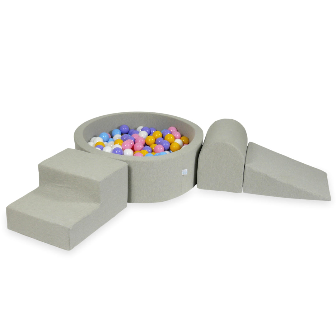 Foam play area with round pool 90x30 light gray + 200 balls