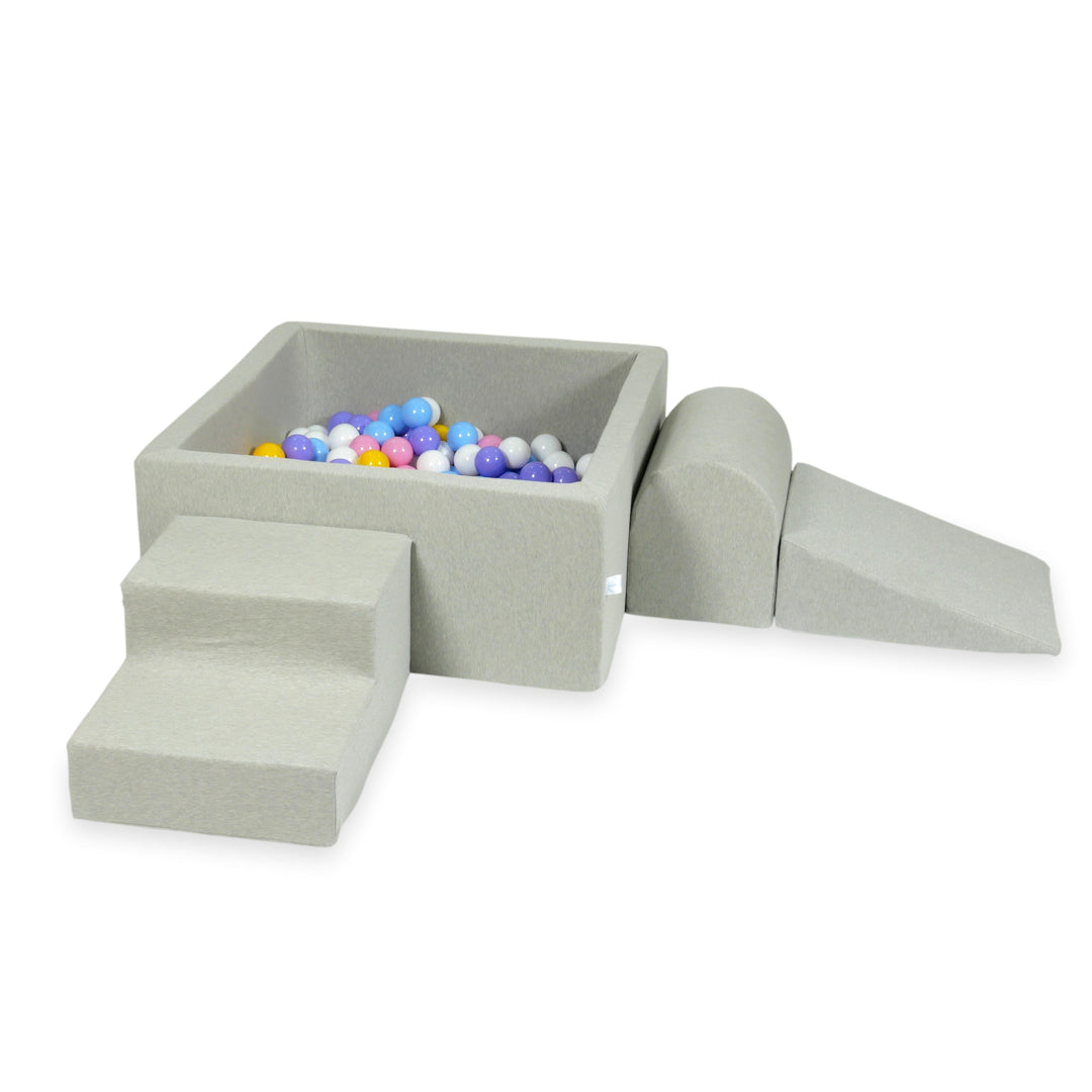 Foam play area with square ball pit children's play set 90x90x40 light gray + 400 balls