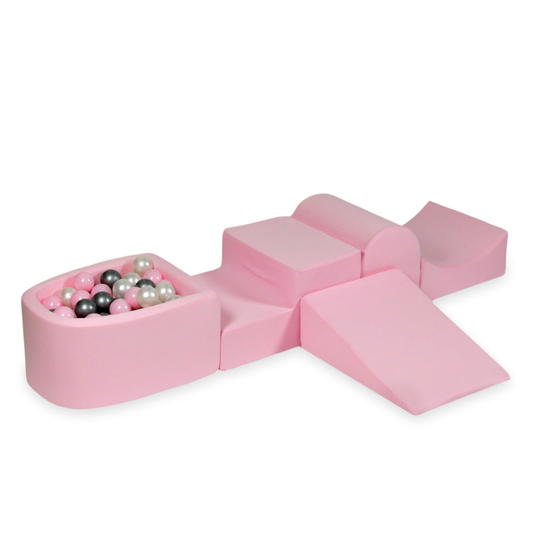 Foam play area with hill and micro powder pink pool + 100 balls