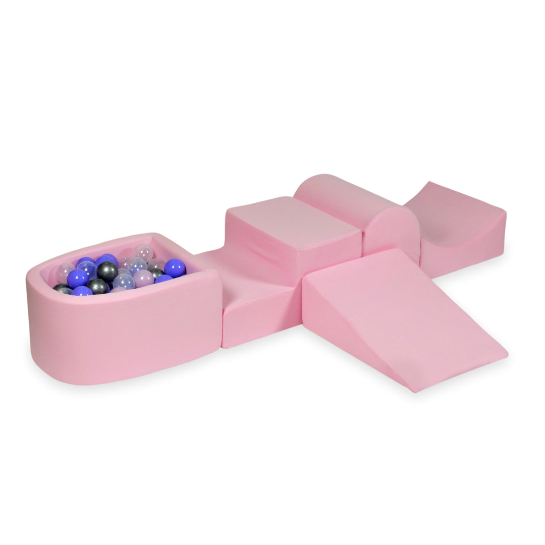Foam play area with hill and micro powder pink pool + 100 balls