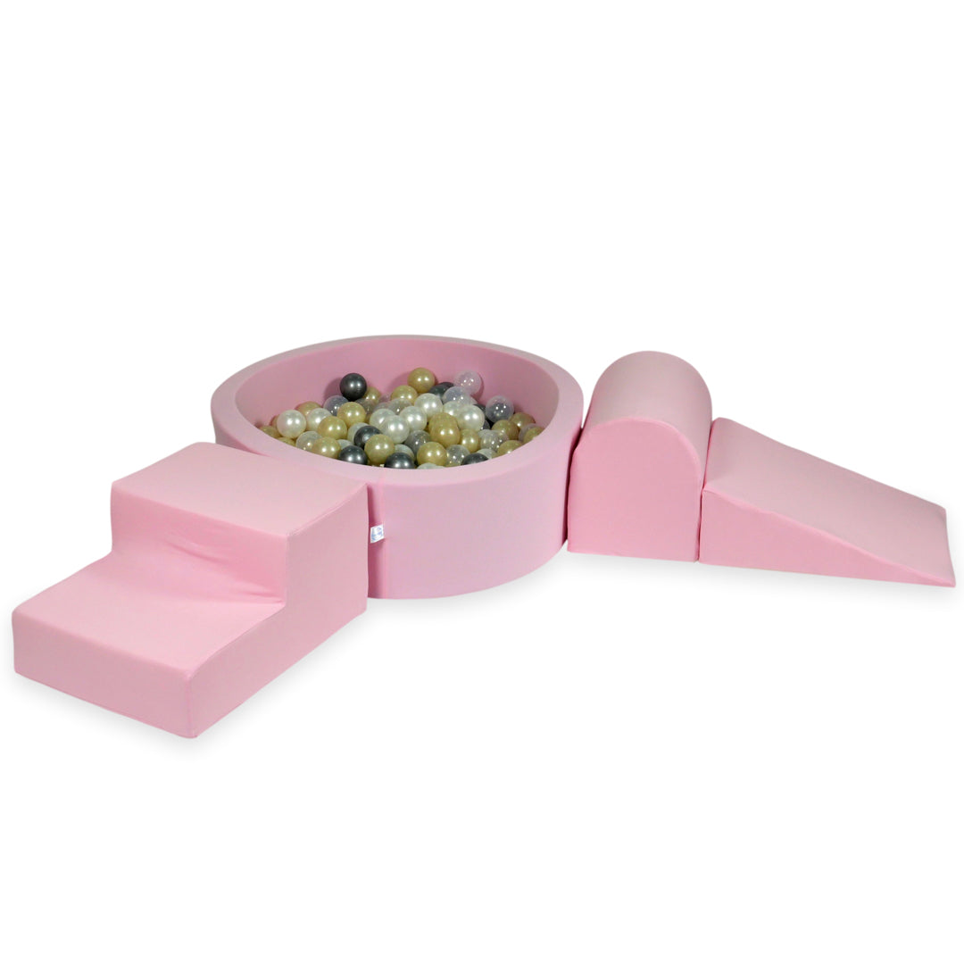 Foam play area with round pool 90x30 powder pink + 200 balls