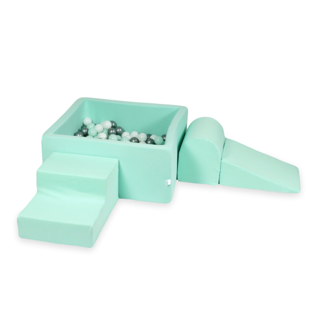 Foam play area with square ball pit children's play set 90x90x40 mint + 400 balls