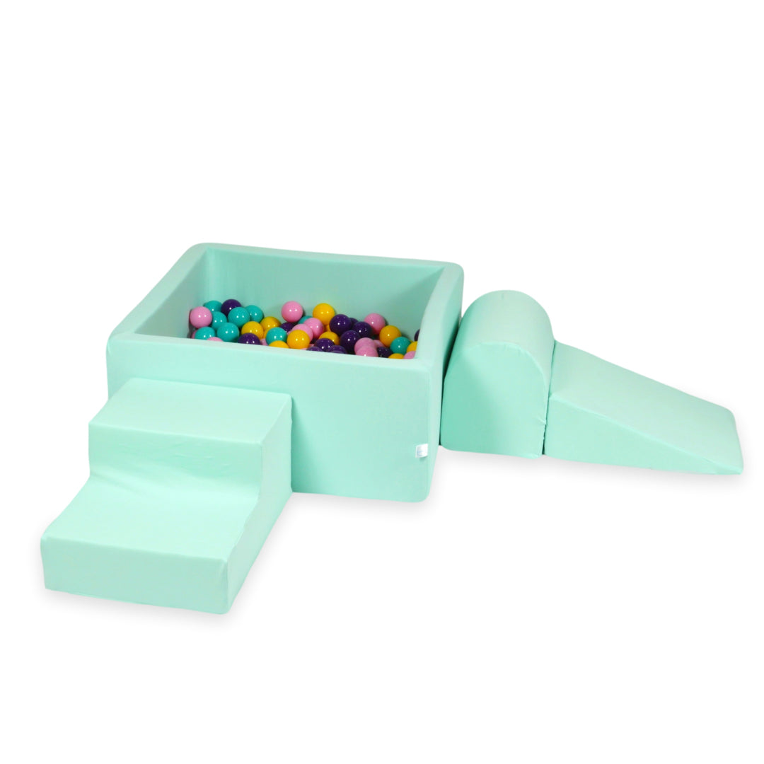 Foam play area with square ball pit children's play set 90x90x40 mint + 400 balls