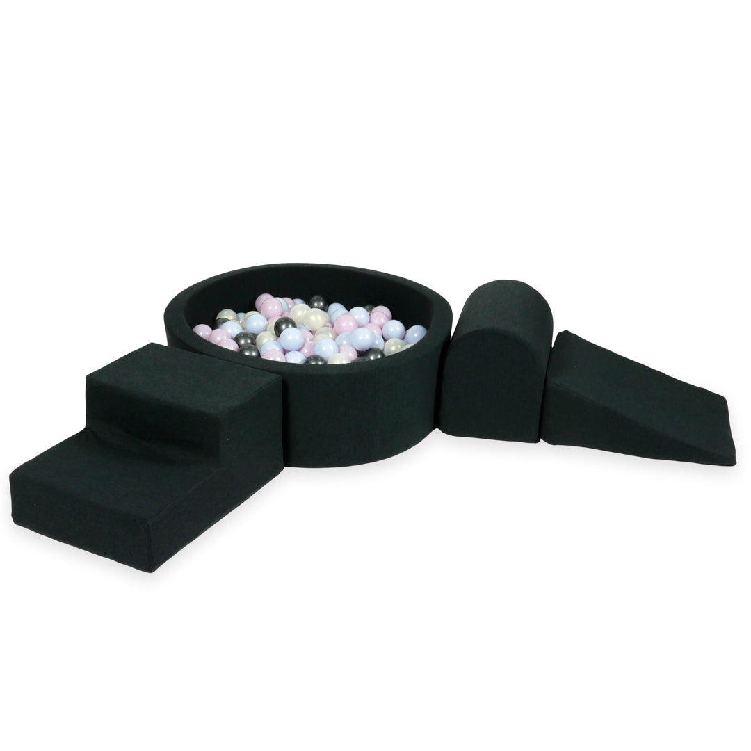Foam play area with round pool 90x30 graphite + 200 balls