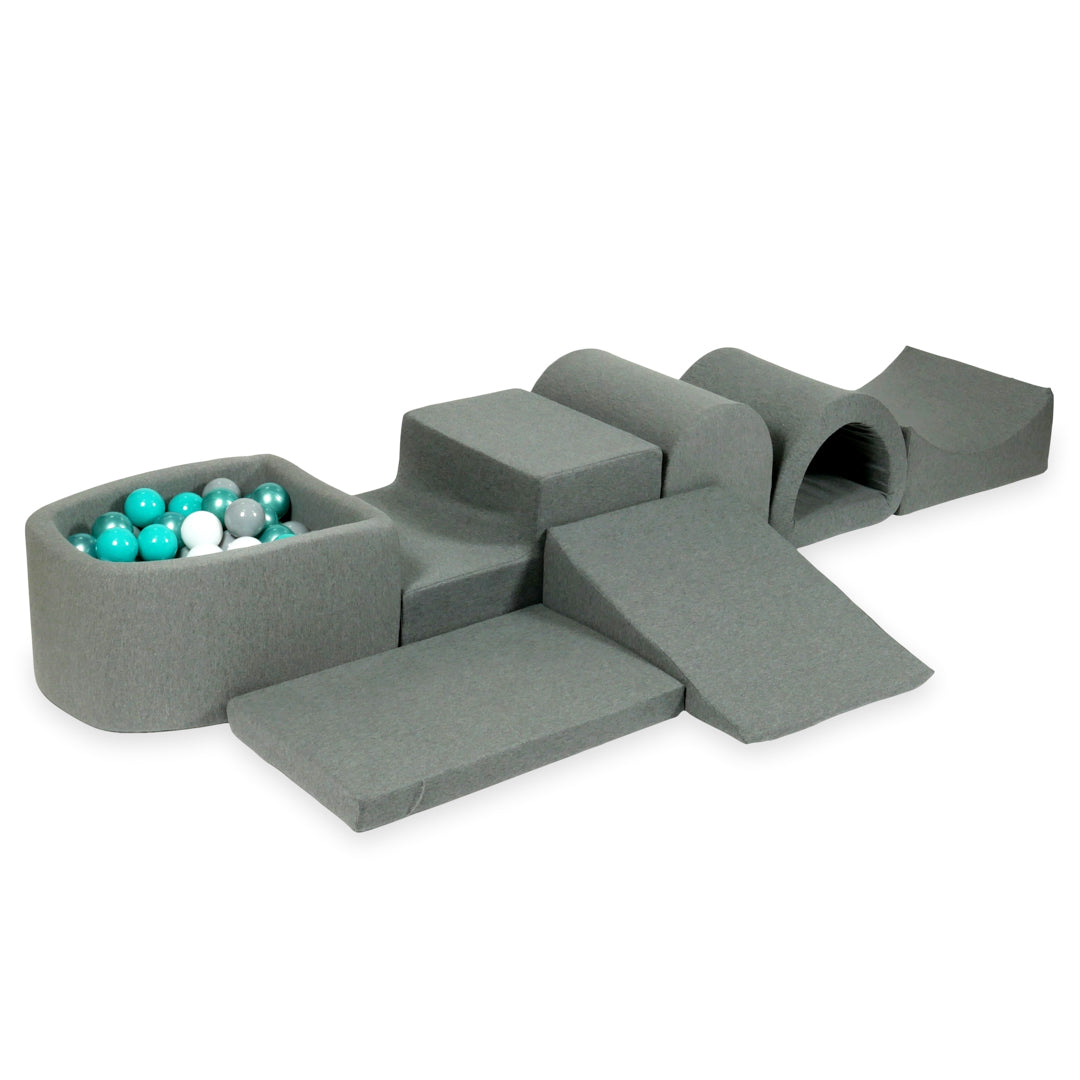 Largest foam play area with gray micro ball pit + 100 balls