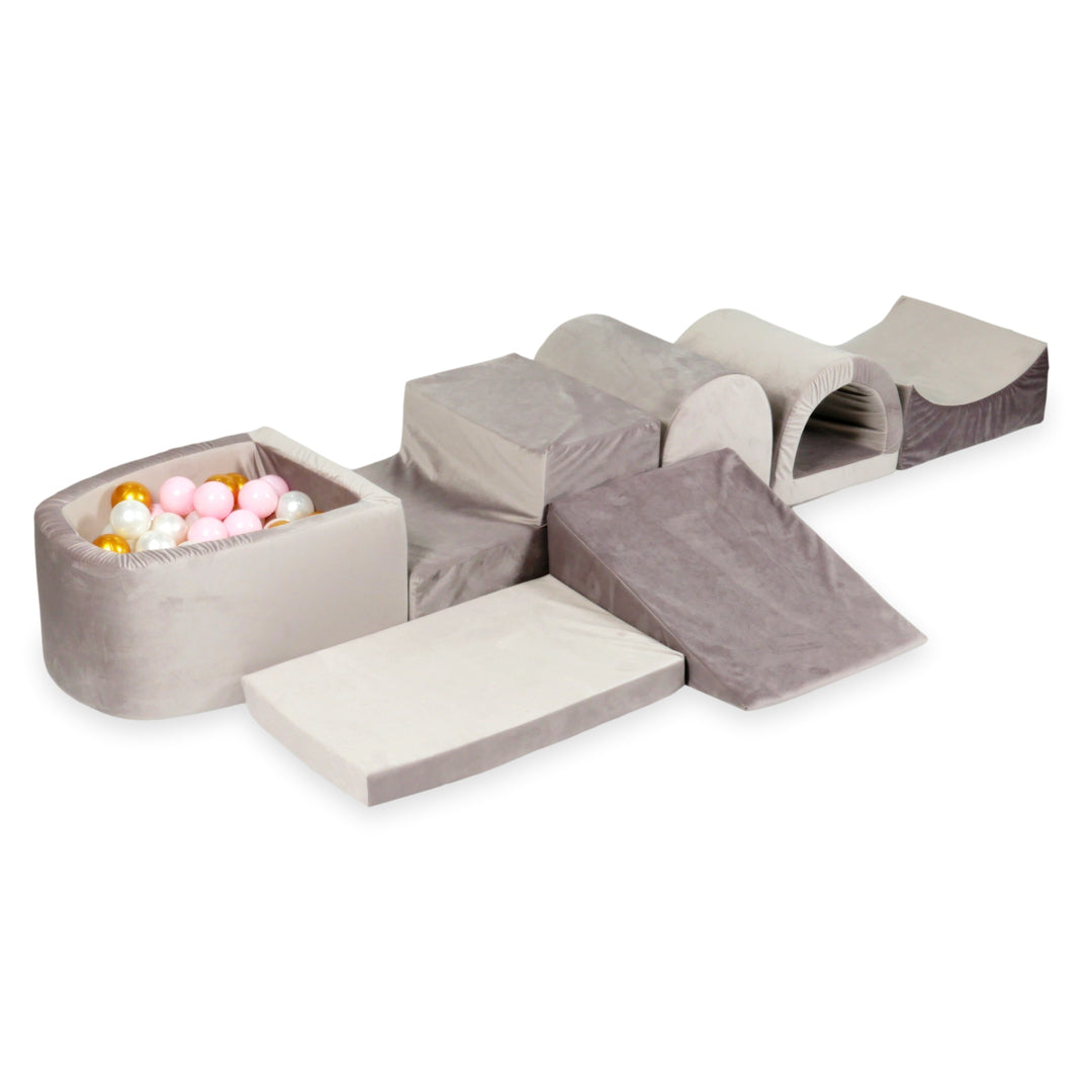 Largest foam play area with lilac micro velvet ball pit + 100 balls
