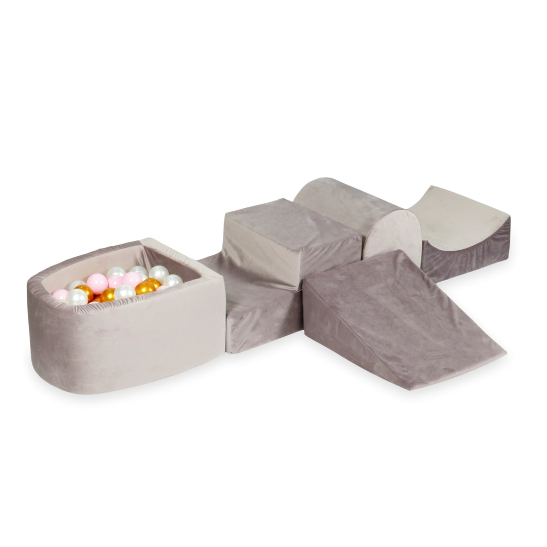Foam play area with hill and micro velvet lilac pool + 100 balls