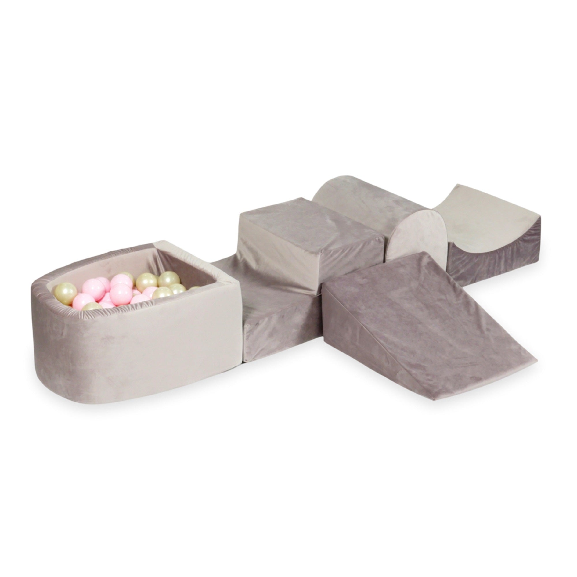 Foam play area with hill and micro velvet lilac pool + 100 balls