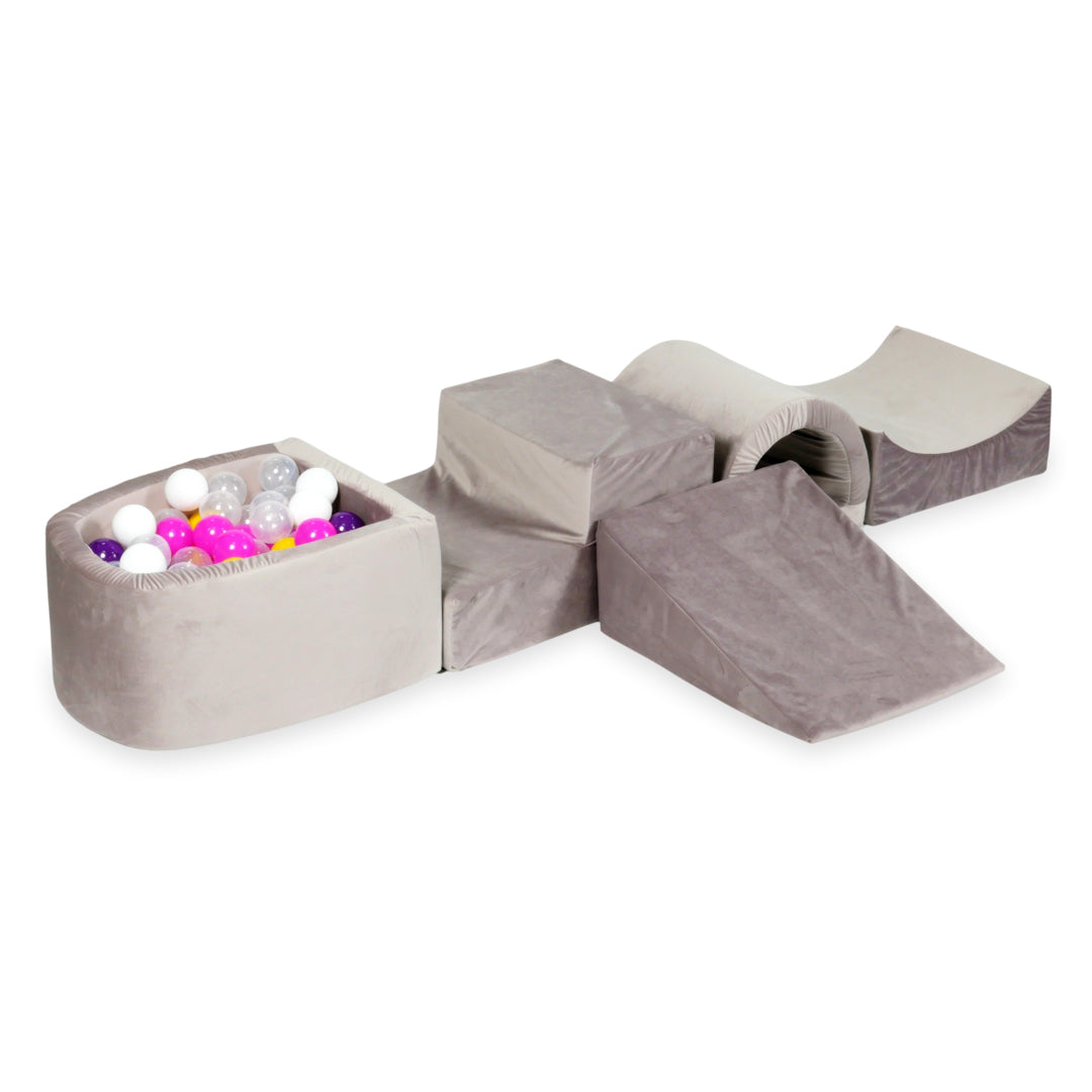 Foam play area with bridge and micro velvet lilac pool + 100 balls