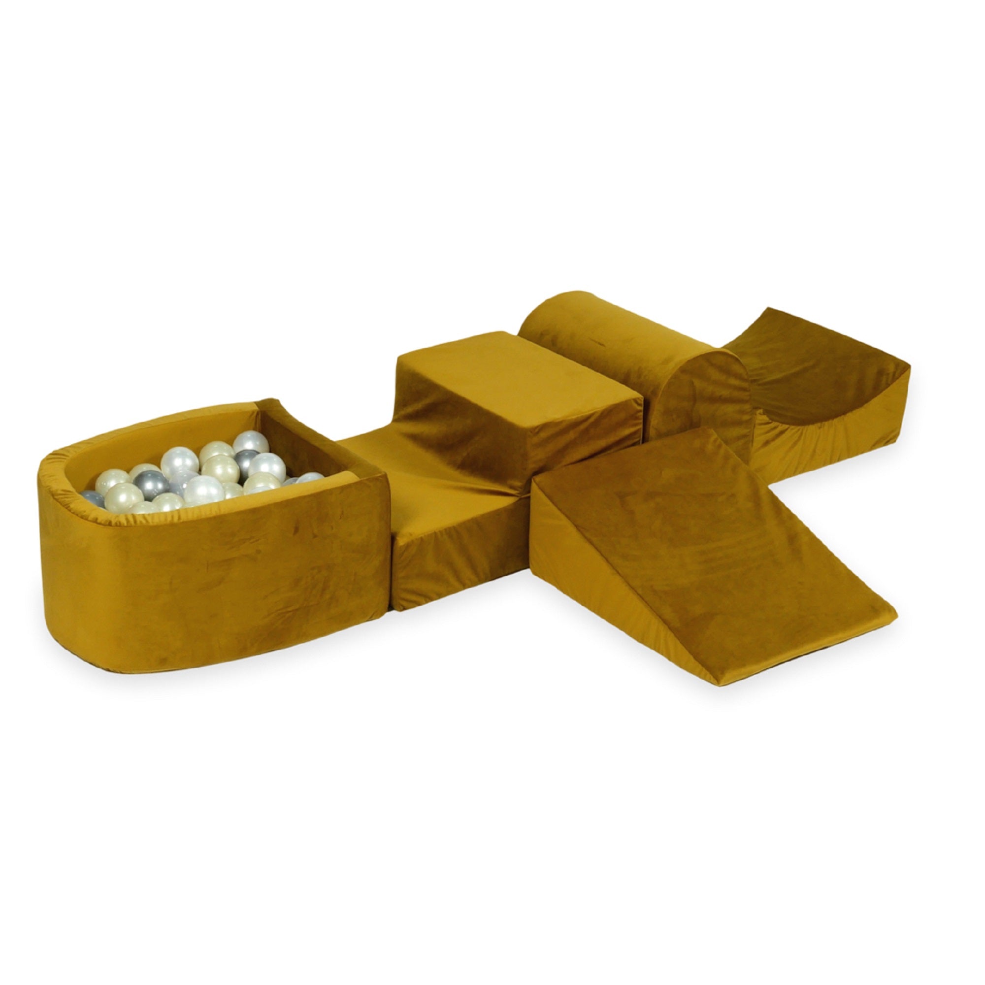 Foam play area with hill and micro velvet gold pool + 100 balls