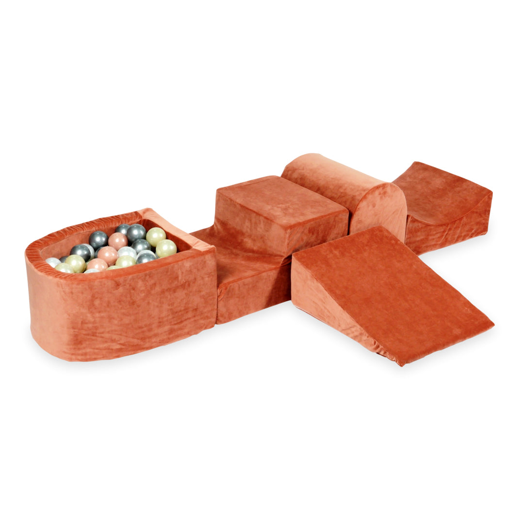 Foam Play Area with Hill and Micro Velvet Soft Canyon Clay Ball Pit + 100 balls