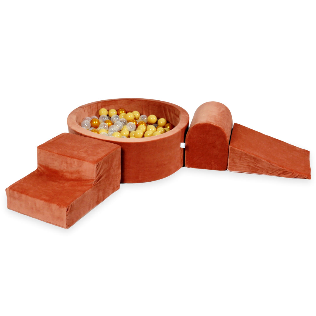 Piankowy plac zabaw z okrągłym basenem 90x30 velvet soft canyon clay + 200 piłek
