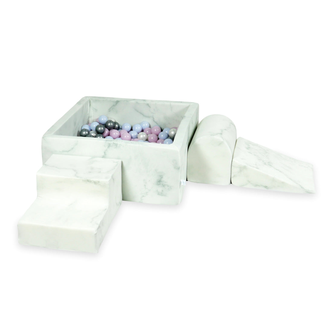 Foam play area with square ball pit children's play set 90x90x40 marble + 400 balls