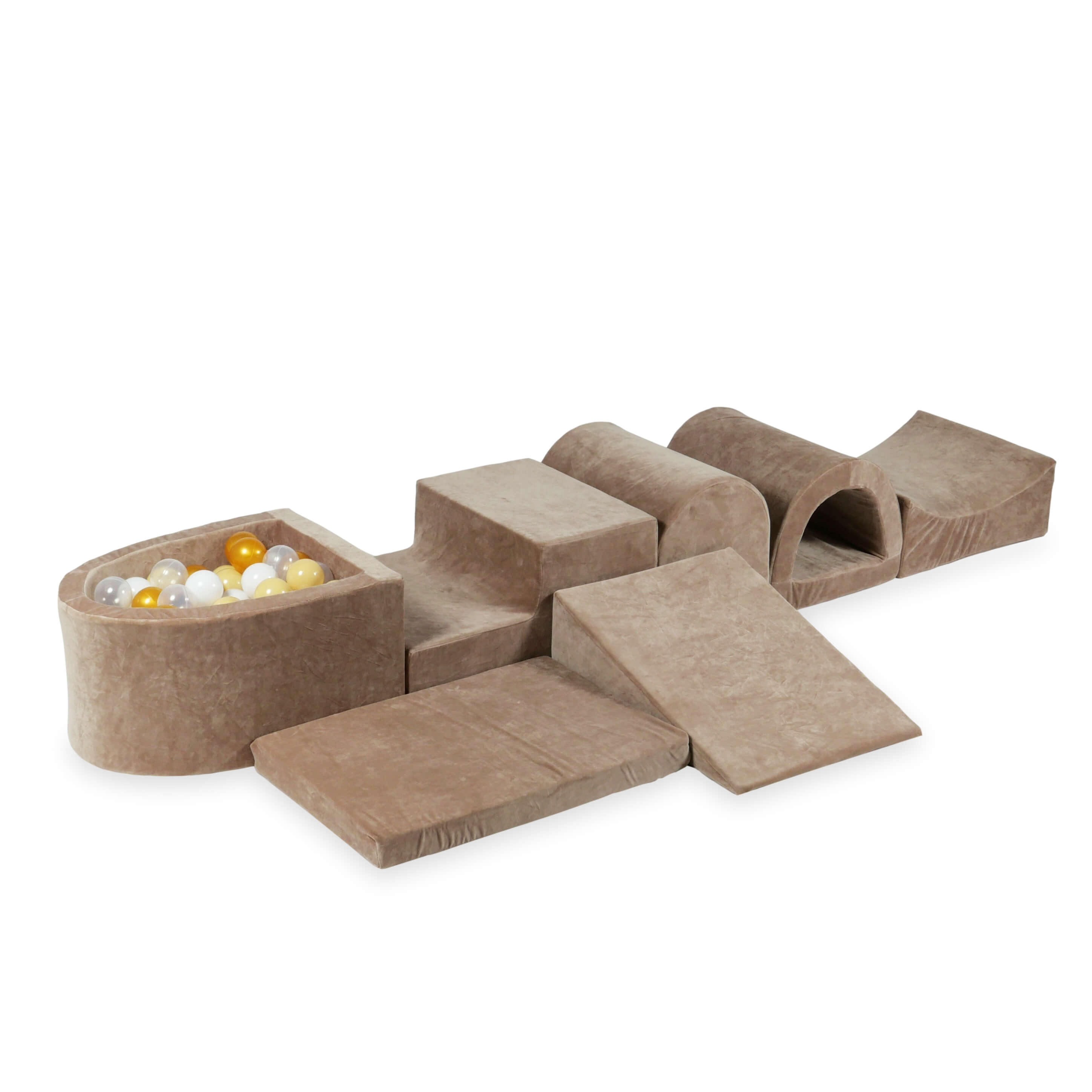 Larger foam play area with micro velvet soft brown pool + 100 balls