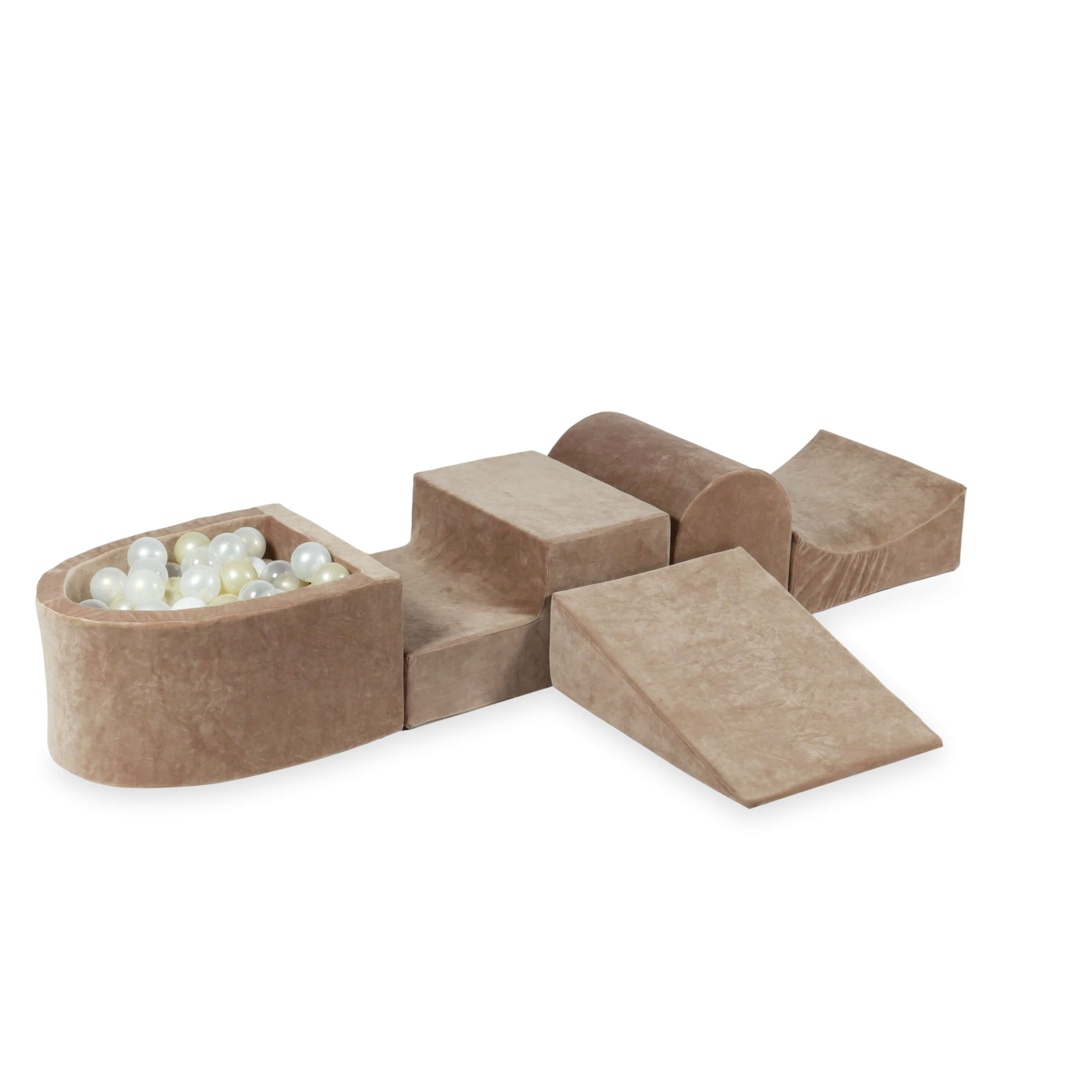 Foam play area with hill and micro velvet soft brown pool + 100 balls