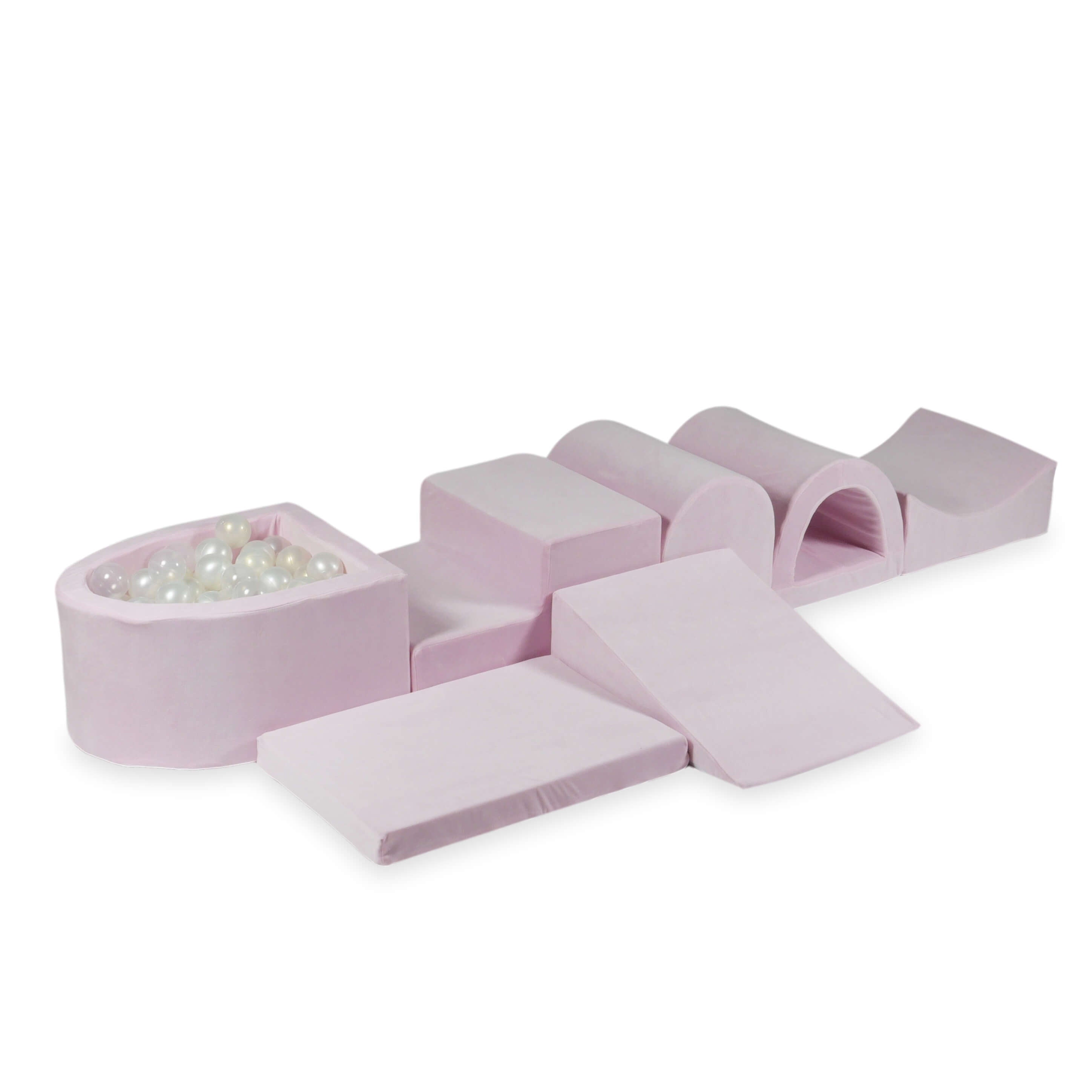 Larger foam play area with micro velvet soft light pink pool + 100 balls