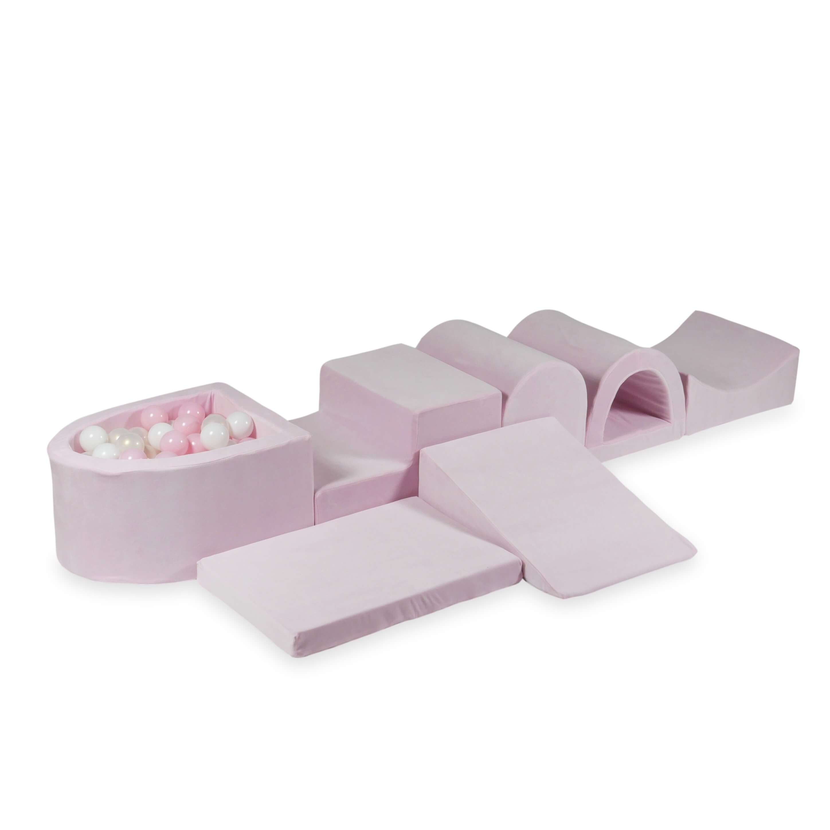 Larger foam play area with micro velvet soft light pink pool + 100 balls
