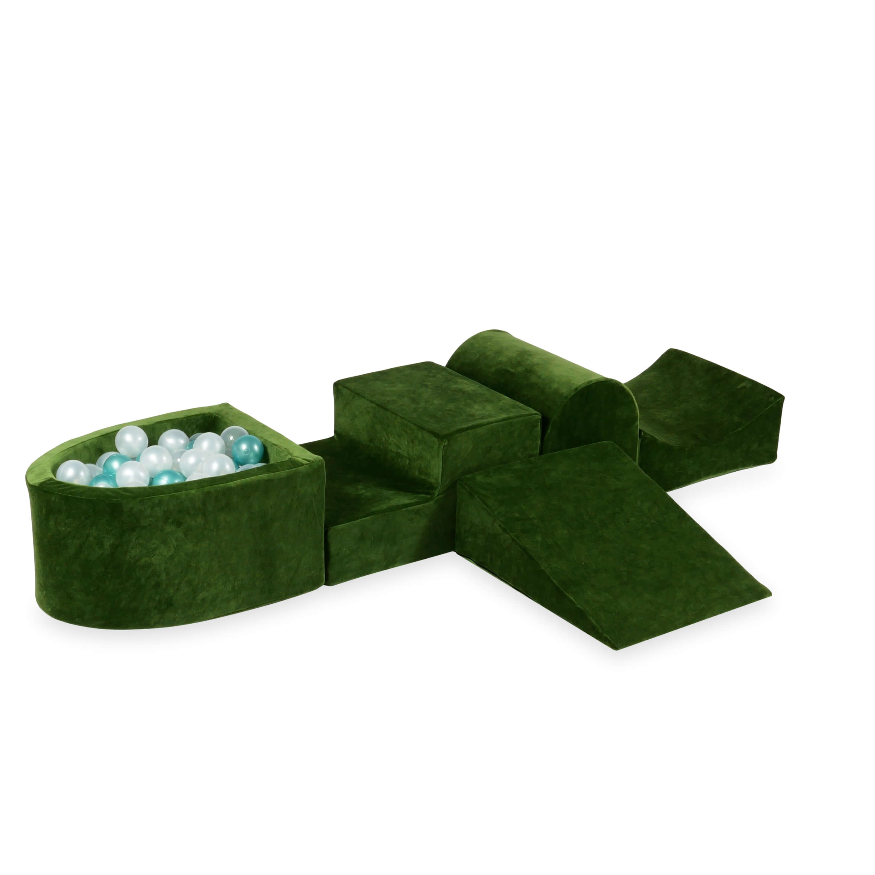 Foam play area with hill and micro velvet soft olive pool + 100 balls