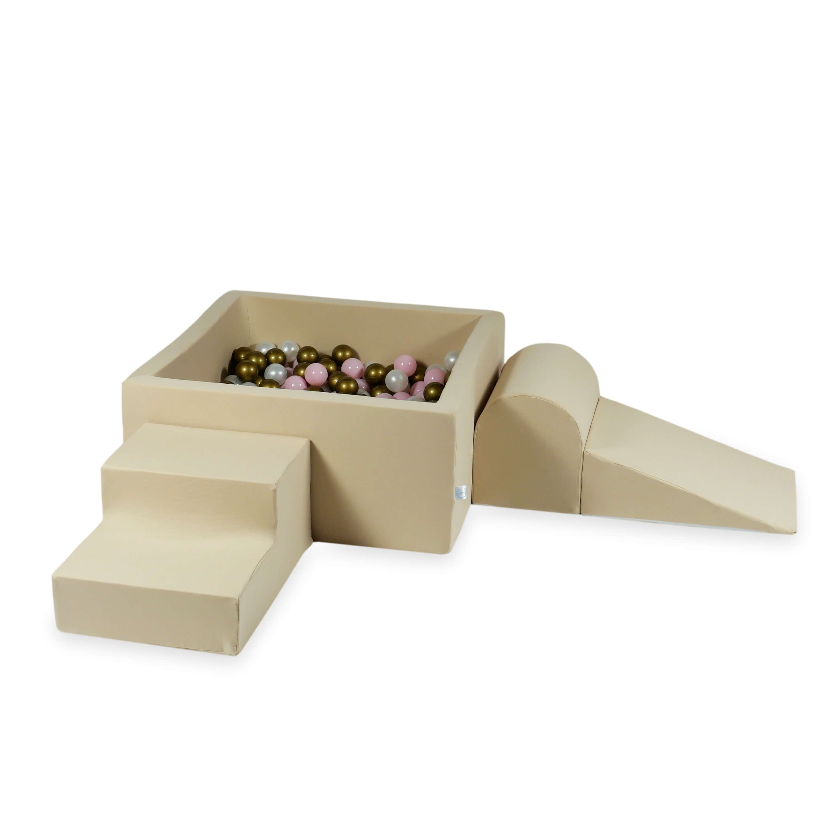 Foam play area with square ball pit children's play set 90x90x40 beige + 400 balls
