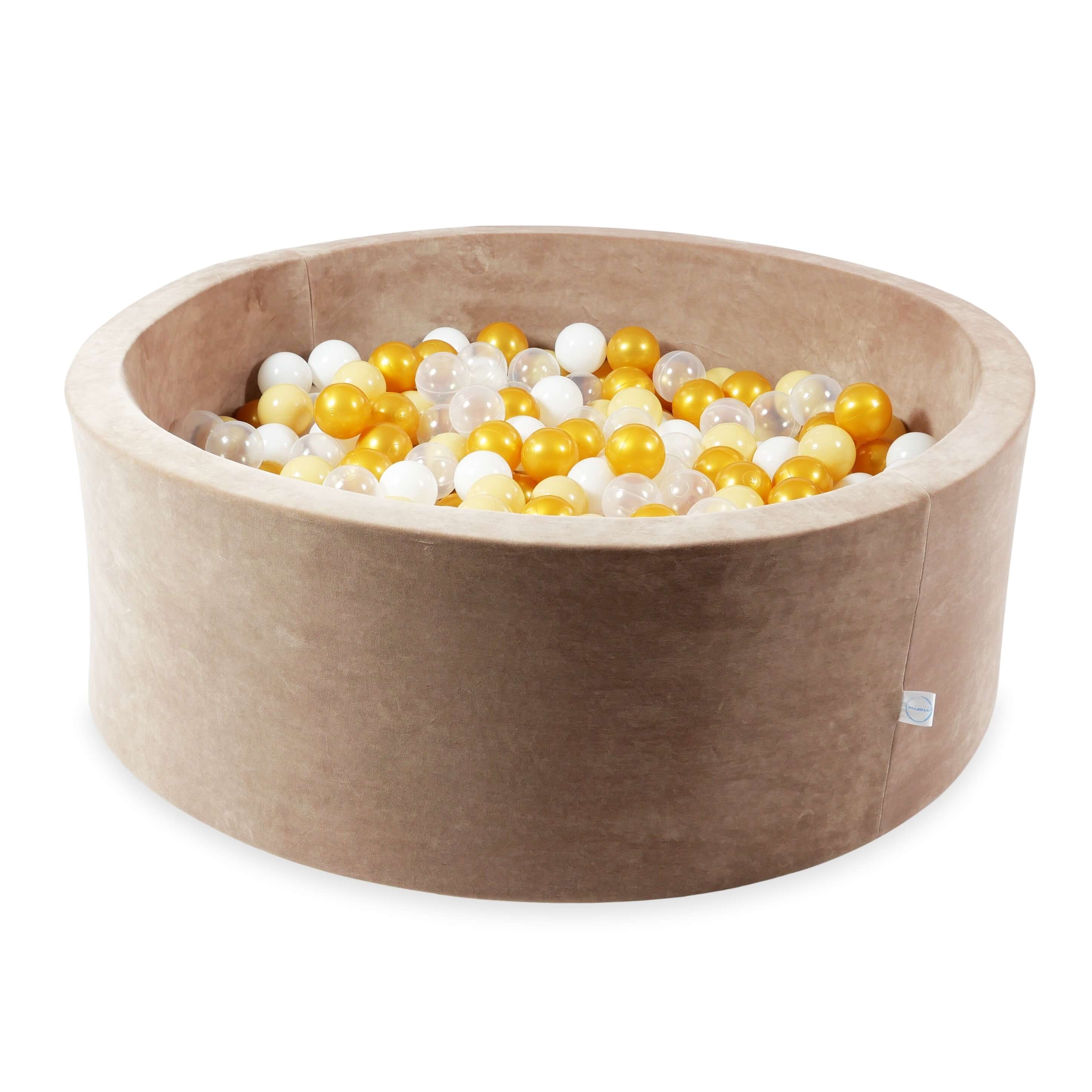 Ball Pit in velvet soft brown 110x40 cm with 500 balls